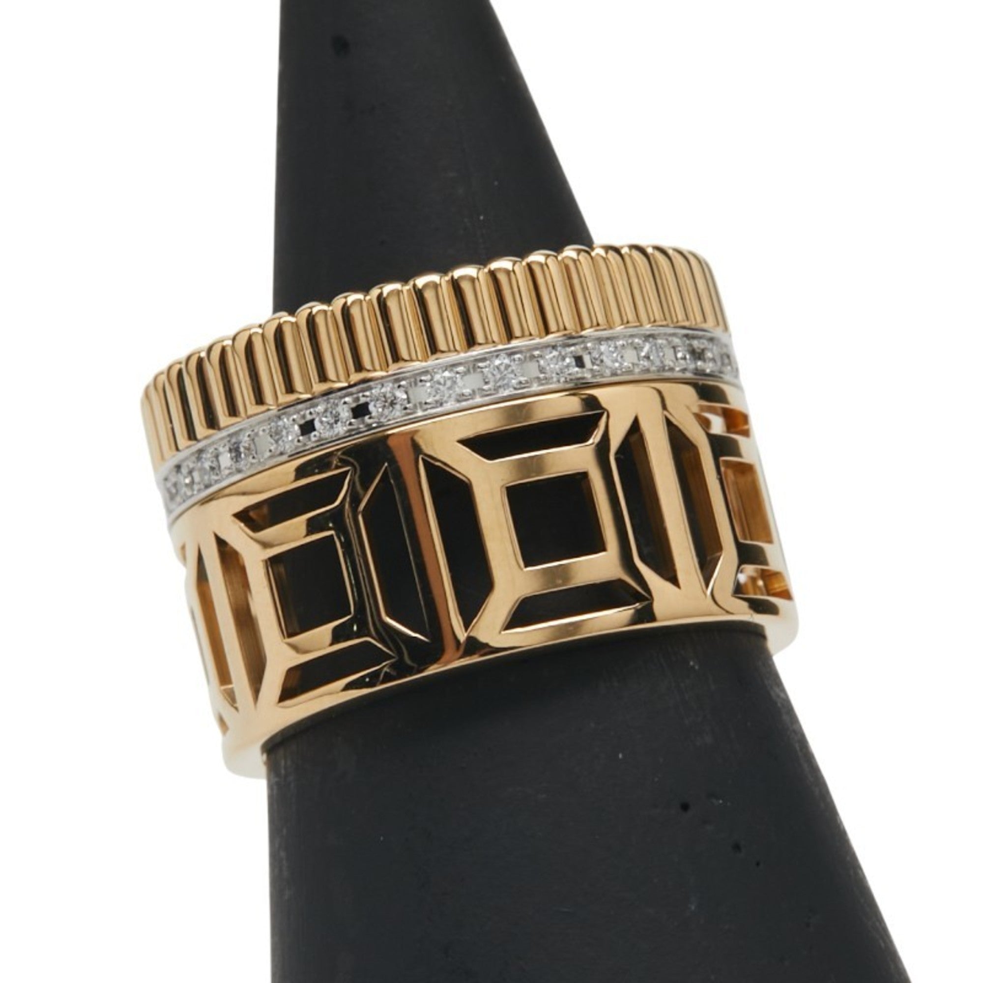 Band Ring 18K White Gold and 18K Yellow Gold with Diamond