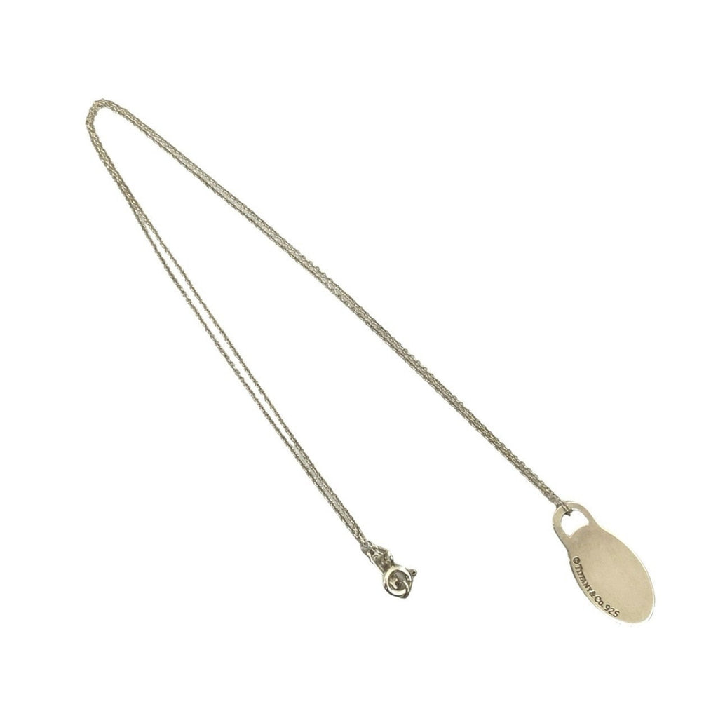 Oval Tag Pendant Necklace Sterling Silver