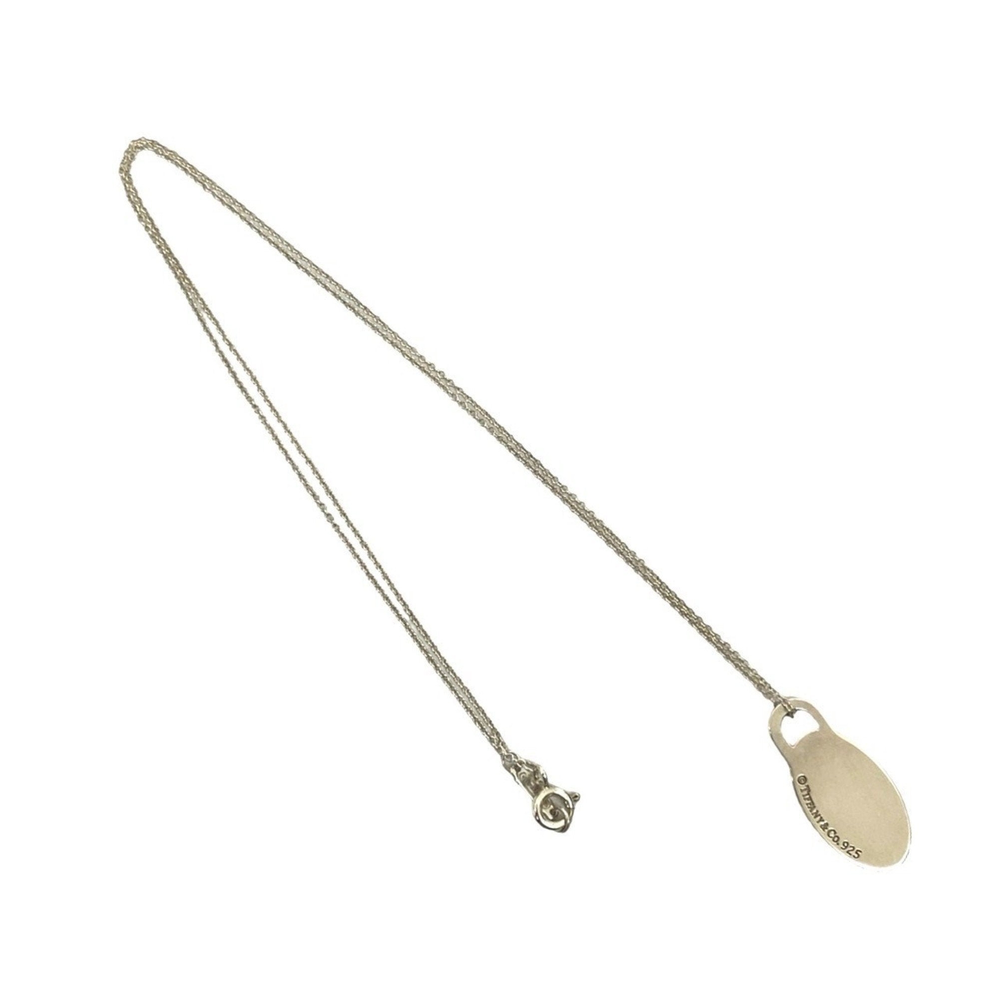 Oval Tag Pendant Necklace Sterling Silver