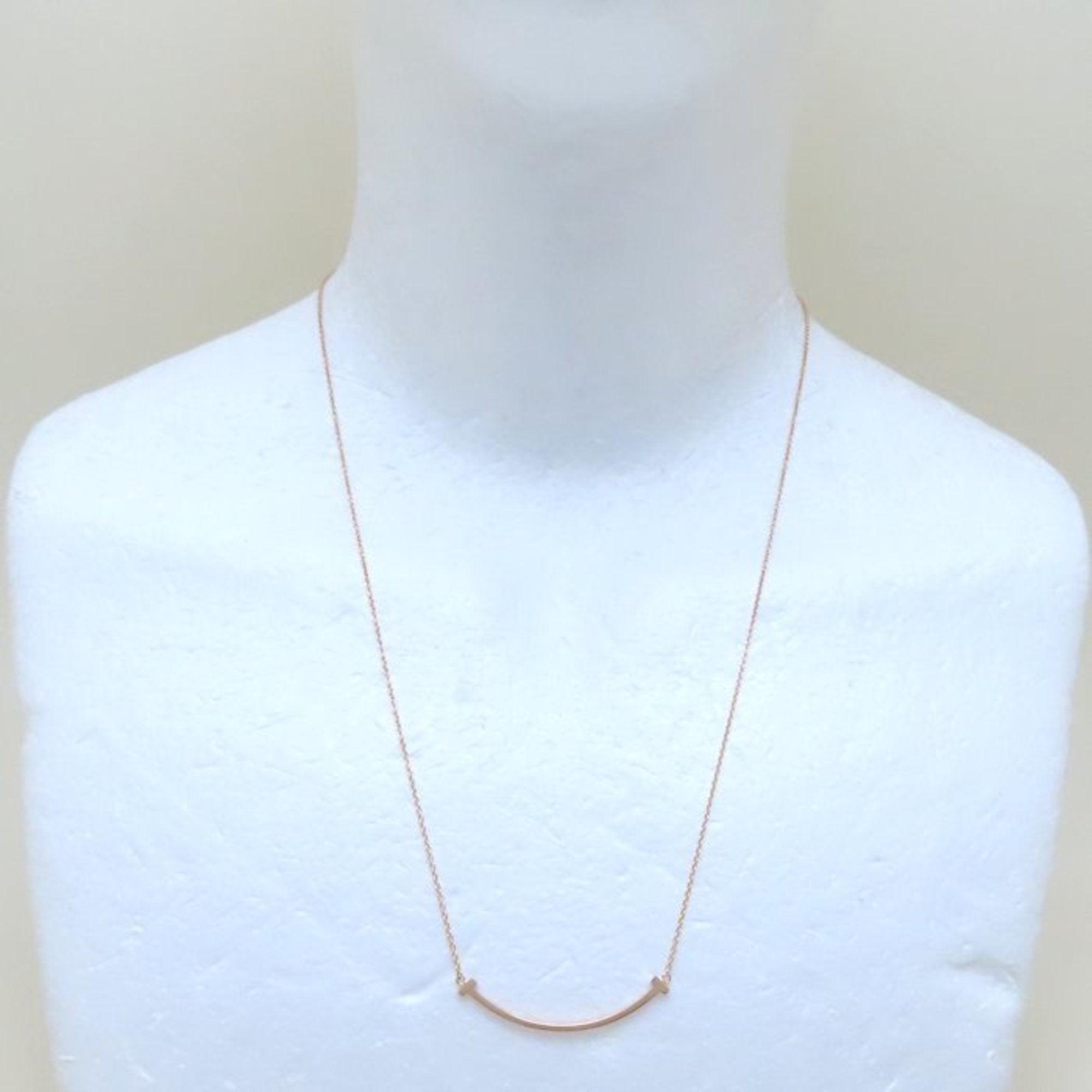 T Smile Pendant Necklace 18K Rose Gold