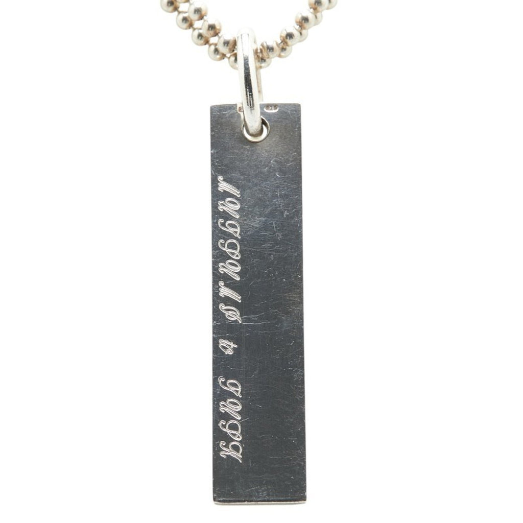 Plate Double Ball Chain Pendant Necklace Sterling Silver