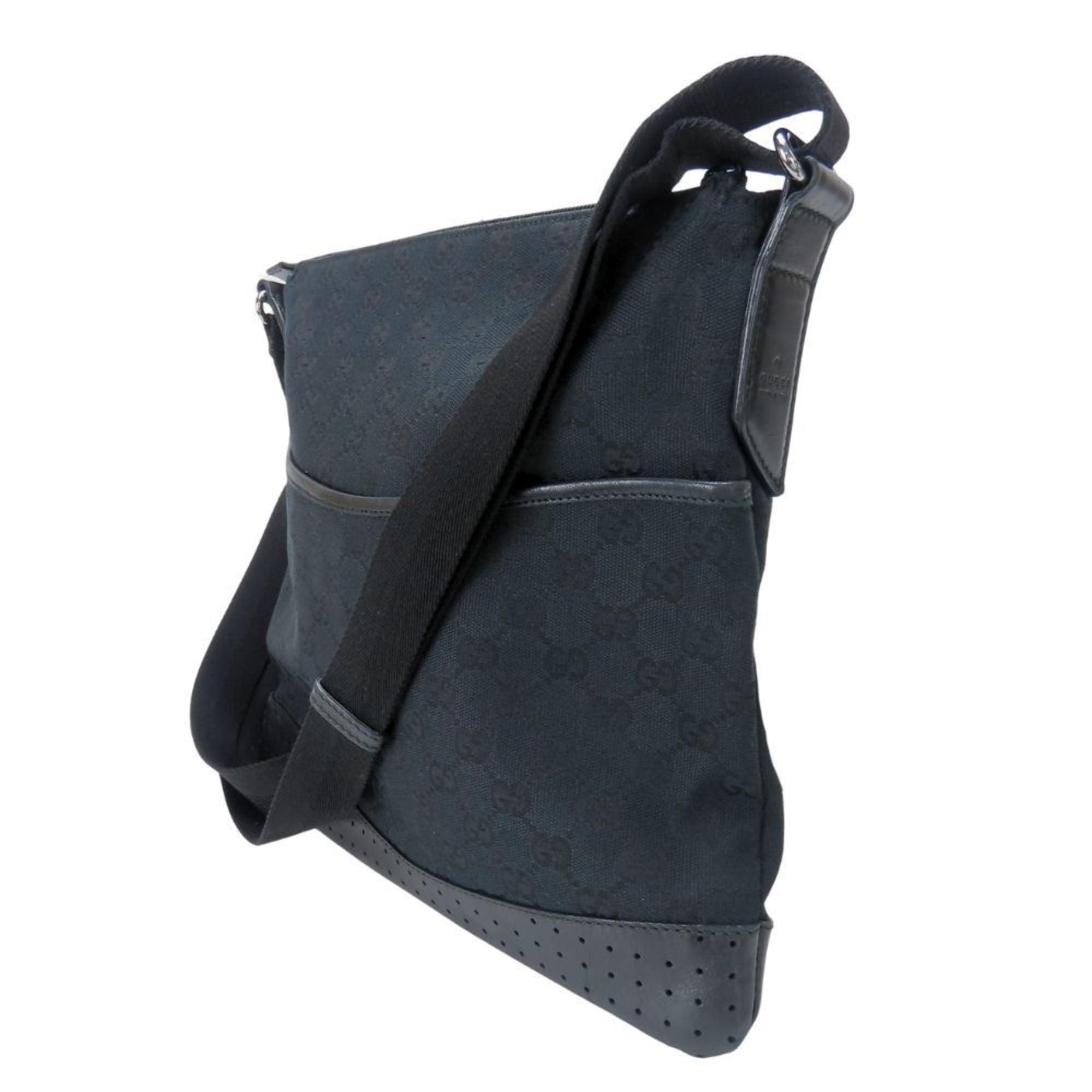 Zip Messenger Bag GG Canvas with Perforated Leather Medium