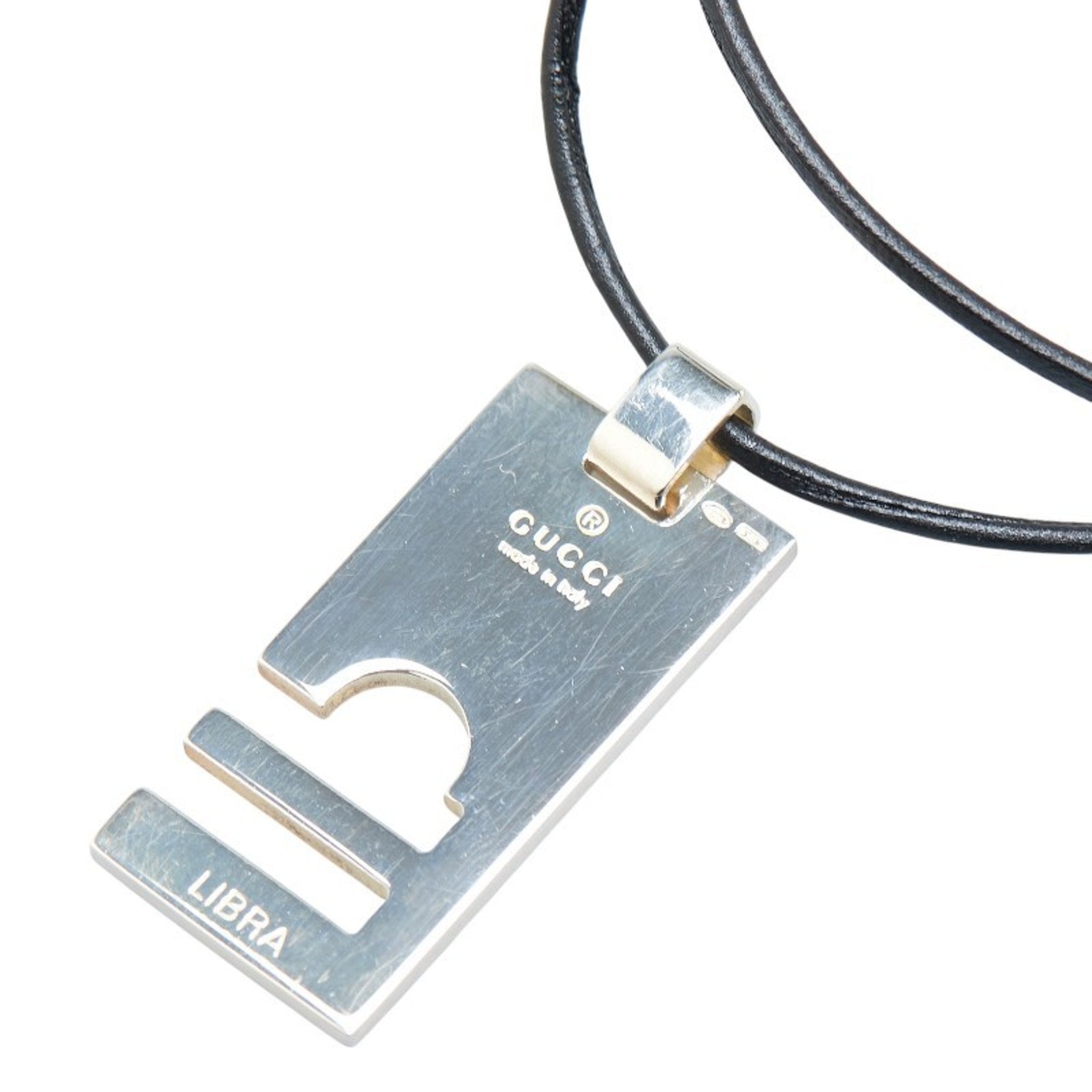 Libra Pendant Necklace Leather and Sterling Silver