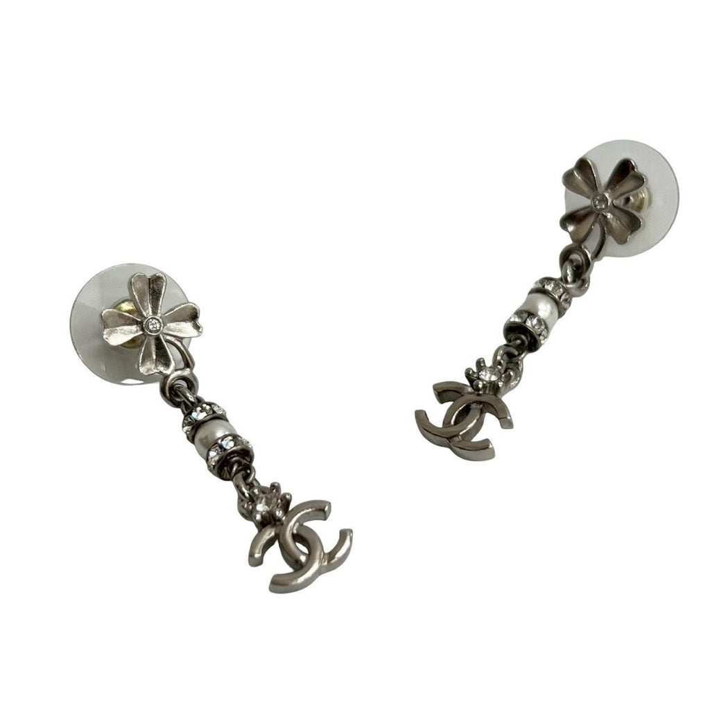 CC Logo Clover Earrings Silver-Tone Metal Silver-Tone Metal