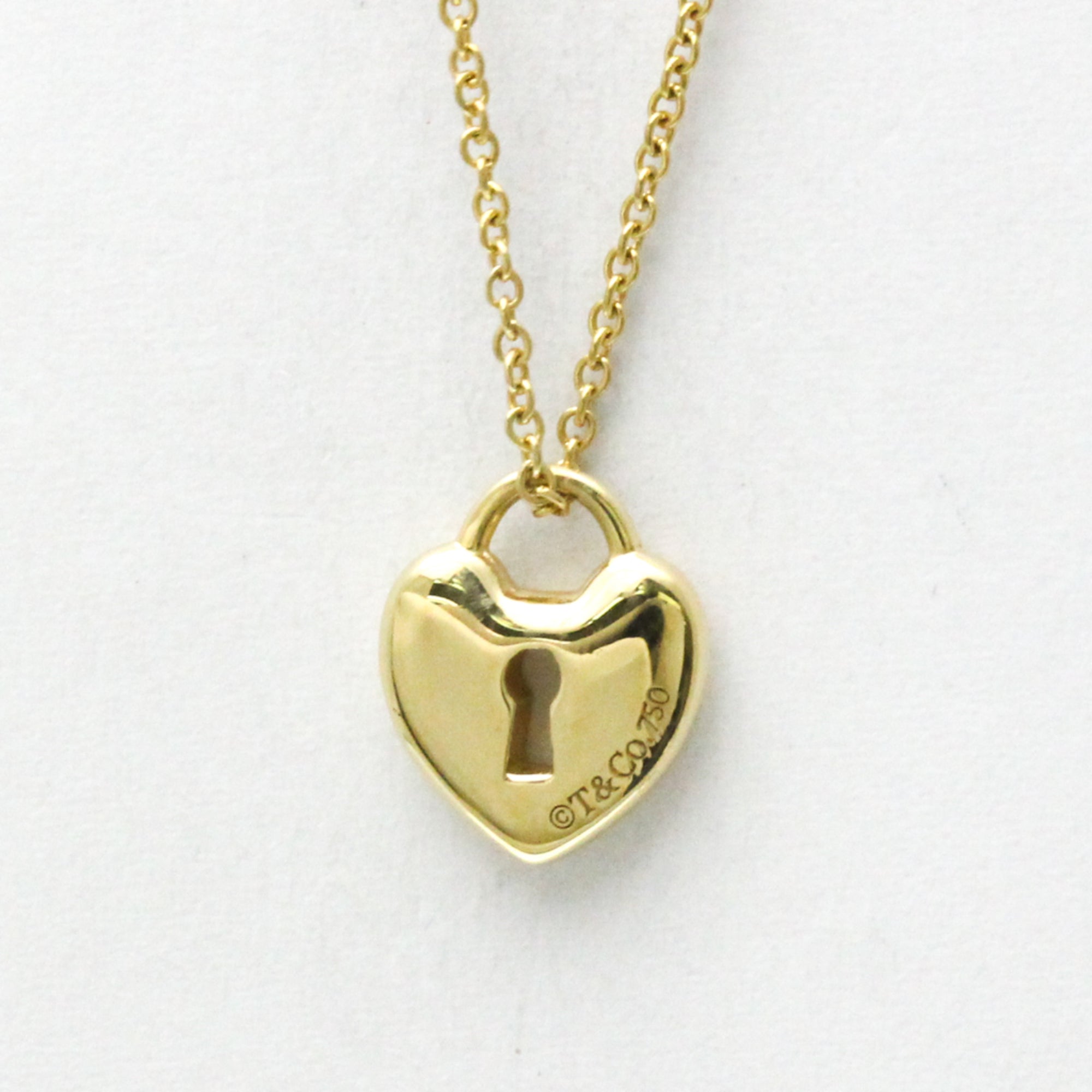 Heart Lock Key Pendant Necklace 18K Yellow Gold