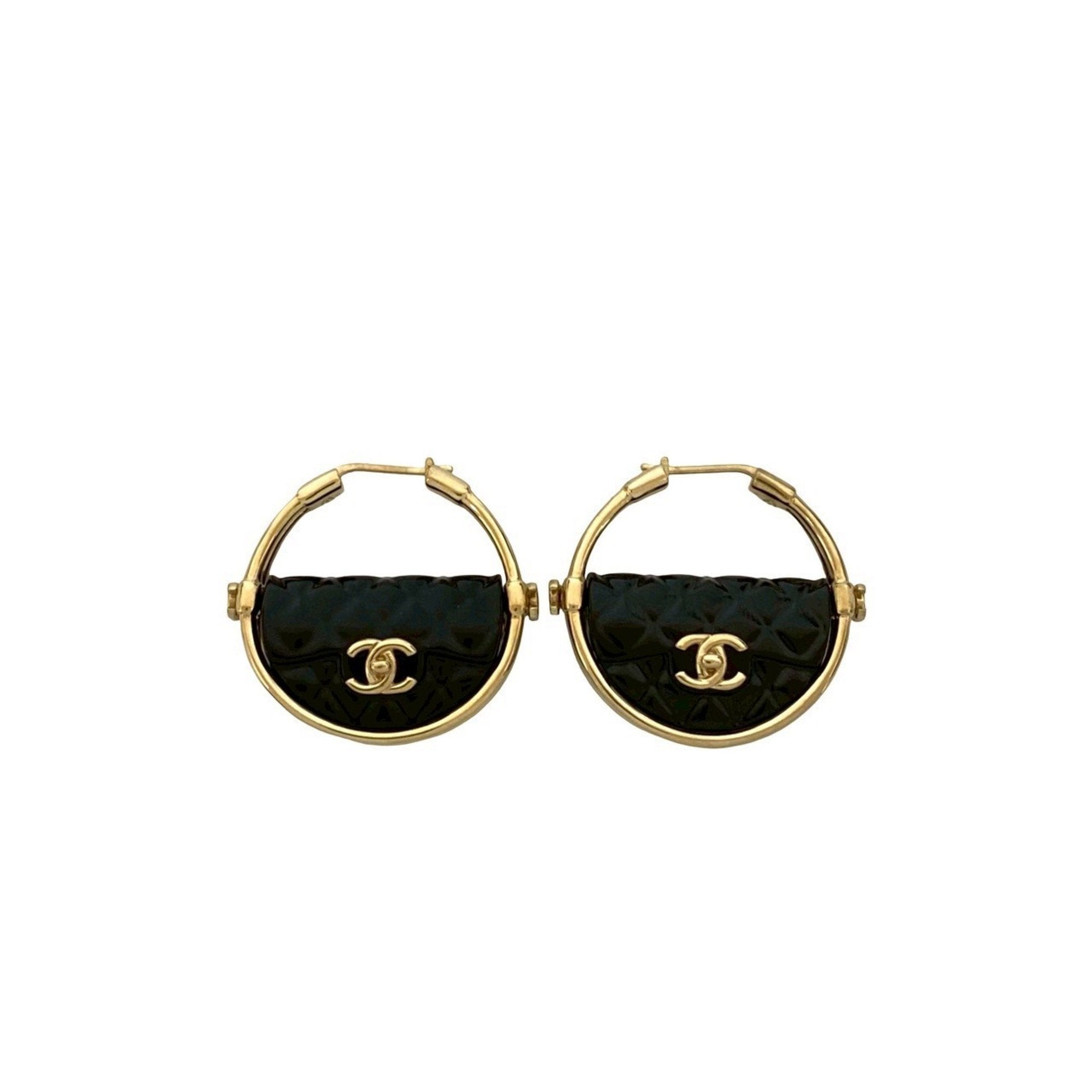 CC Logo Hoop Earrings Metal Gold-Tone Metal