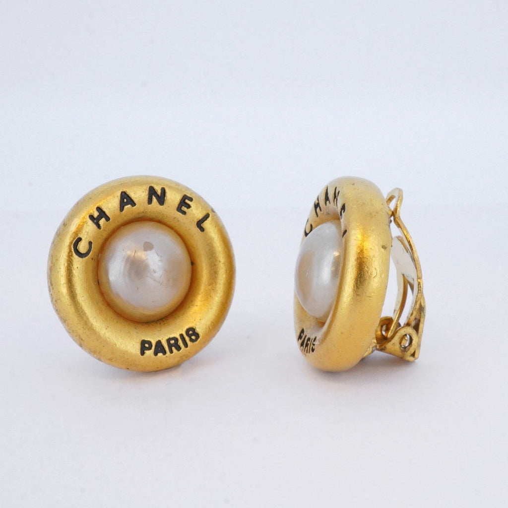 Earrings Pearl Gold-Tone Metal