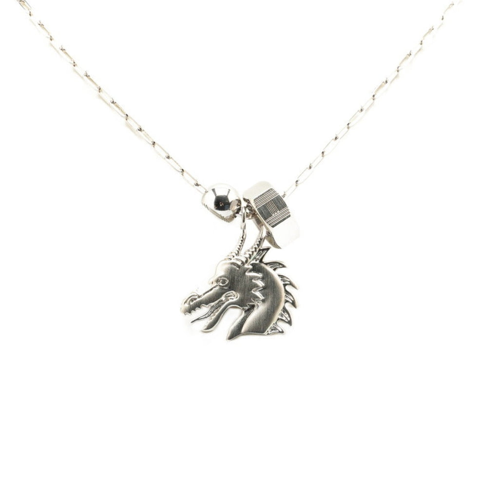Talisman Dragon Pendant Necklace Silver Metal