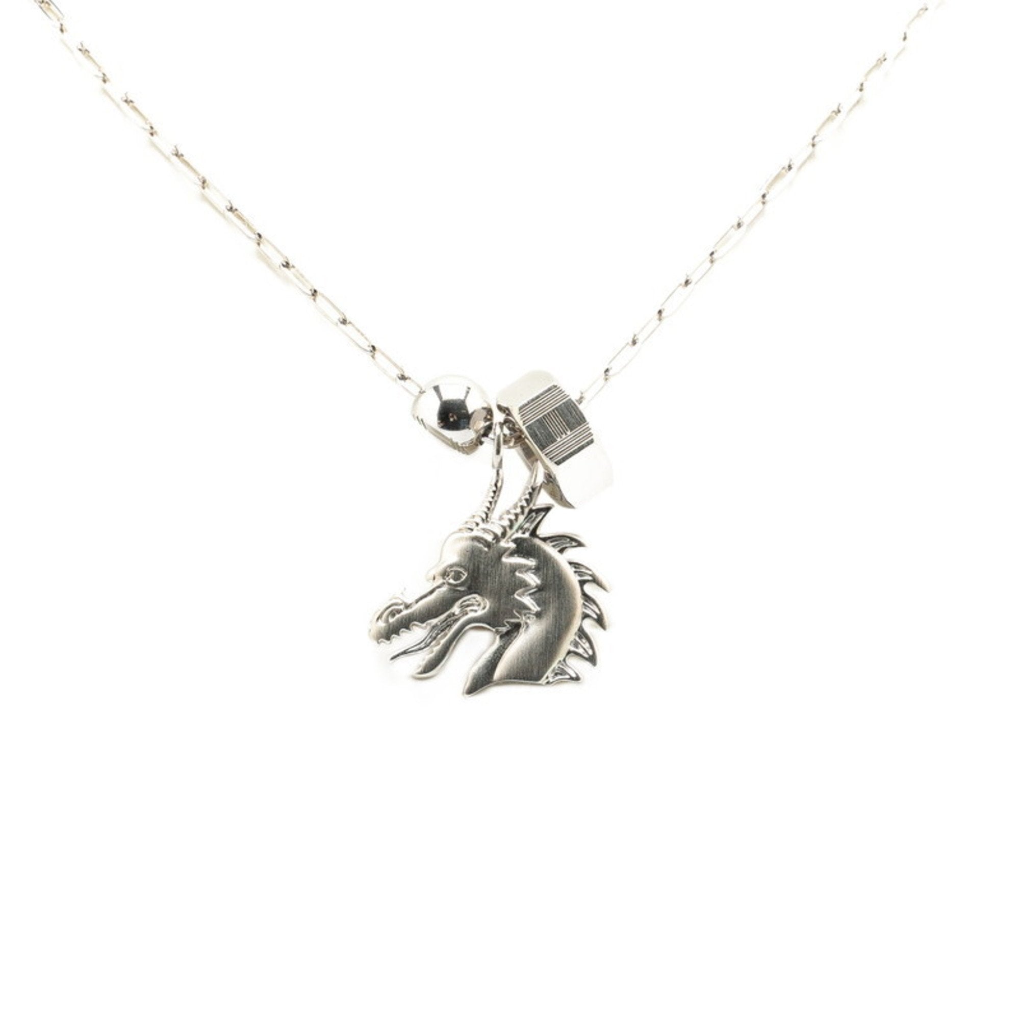 Talisman Dragon Pendant Necklace Silver Metal