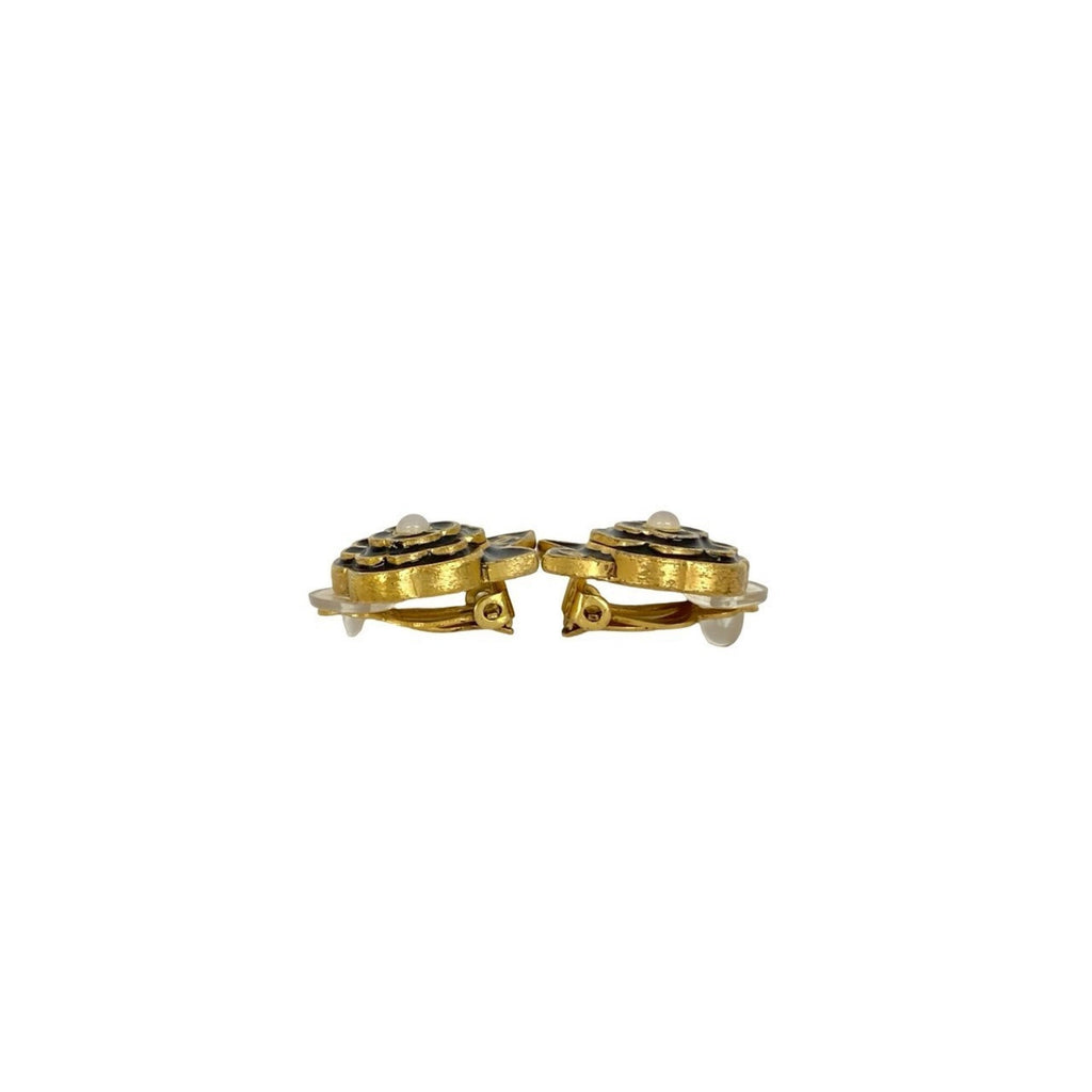 CC Logo Clip-On Earrings Metal Gold-Tone Metal
