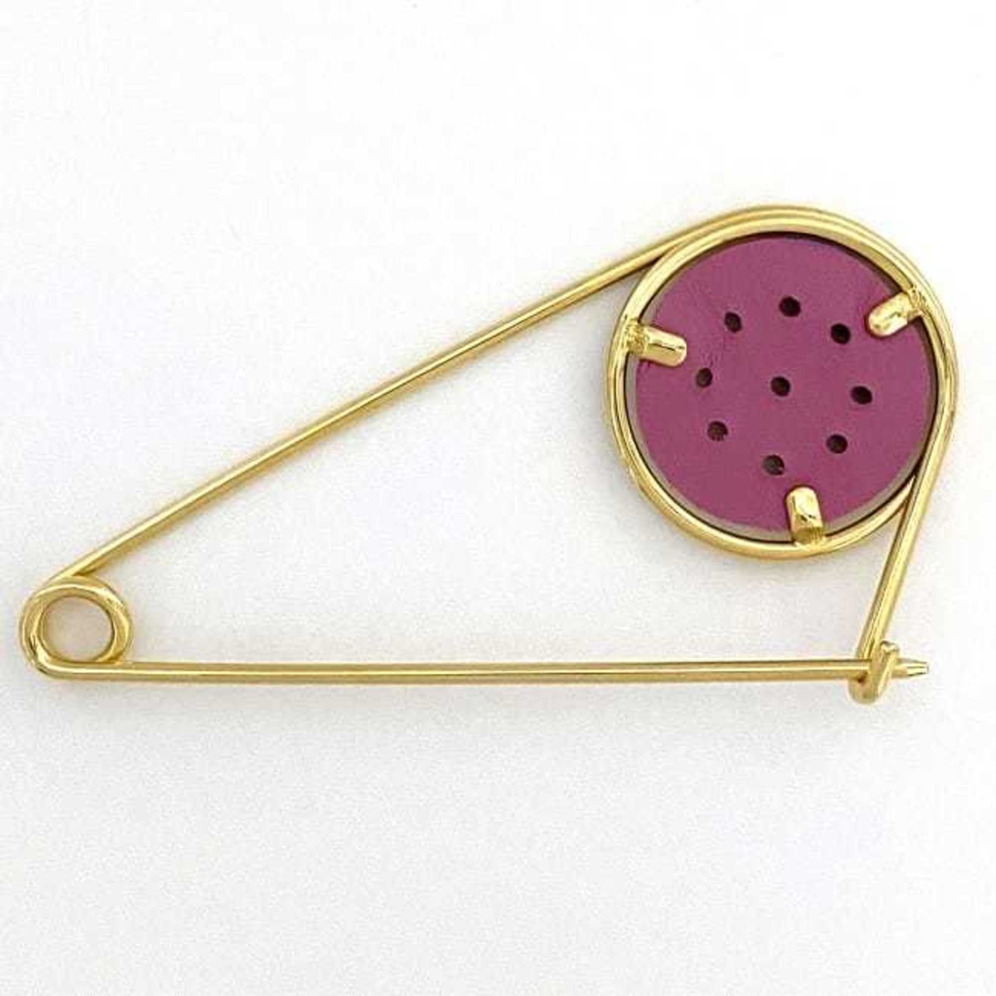 Pin Brooch Leather and Metal Purple