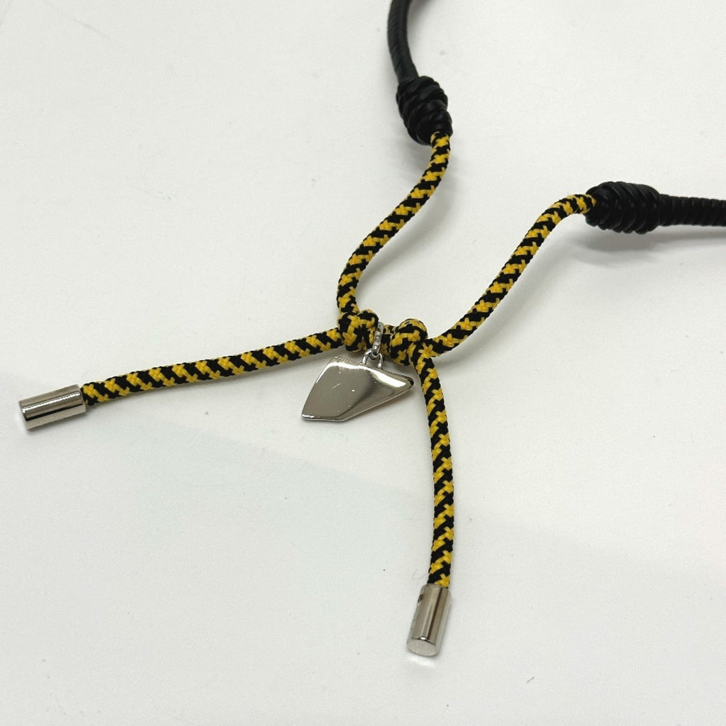 Choker Necklace Leather Black Orange Yellow