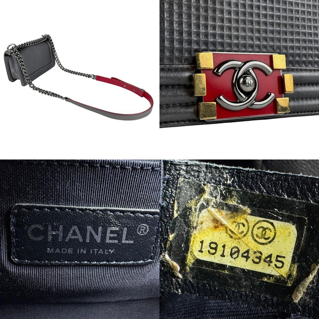 Boy Flap Bag Cube Embossed Lambskin Small