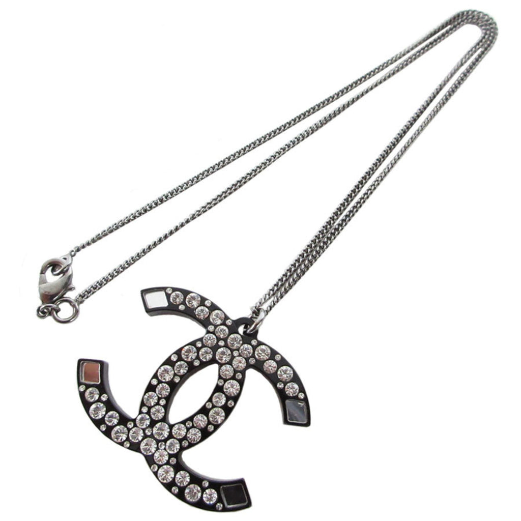 CC Logo Pendant Necklace Silver-Tone Metal