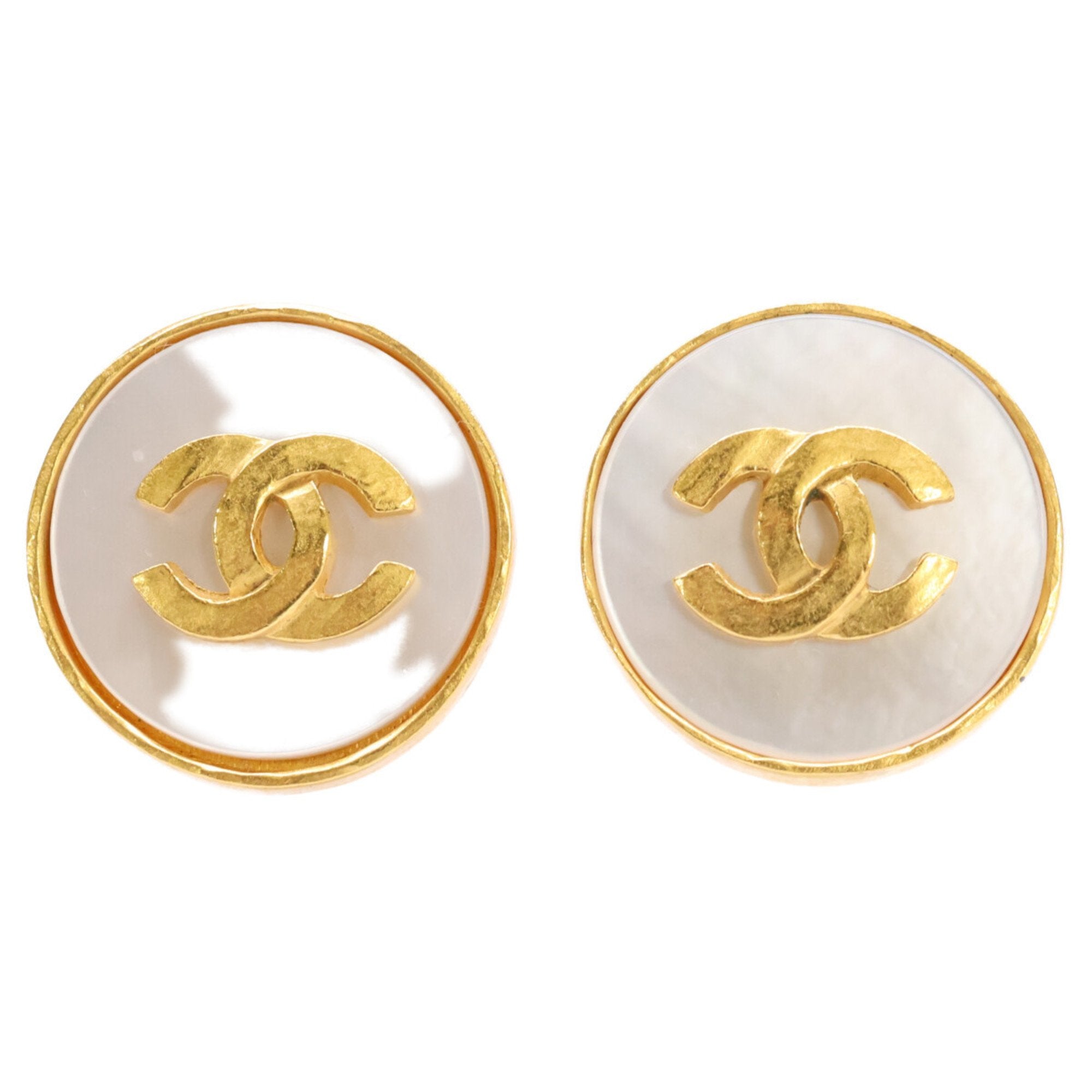 CC Logo Circle Clip-On Earrings Gold-Tone Metal
