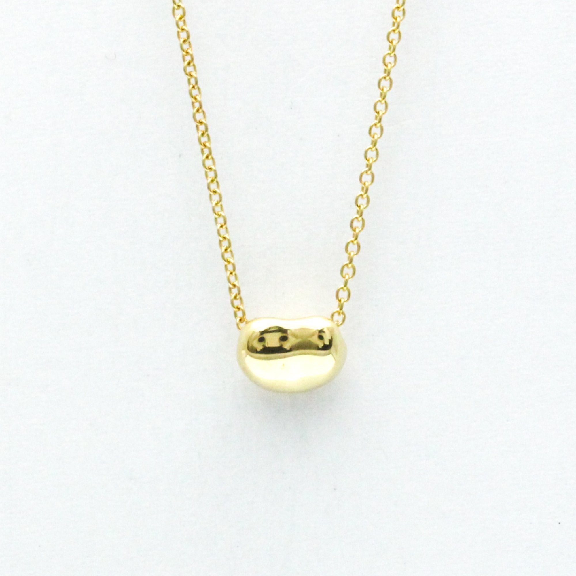 Bean Pendant Necklace 18K Yellow Gold 5mm