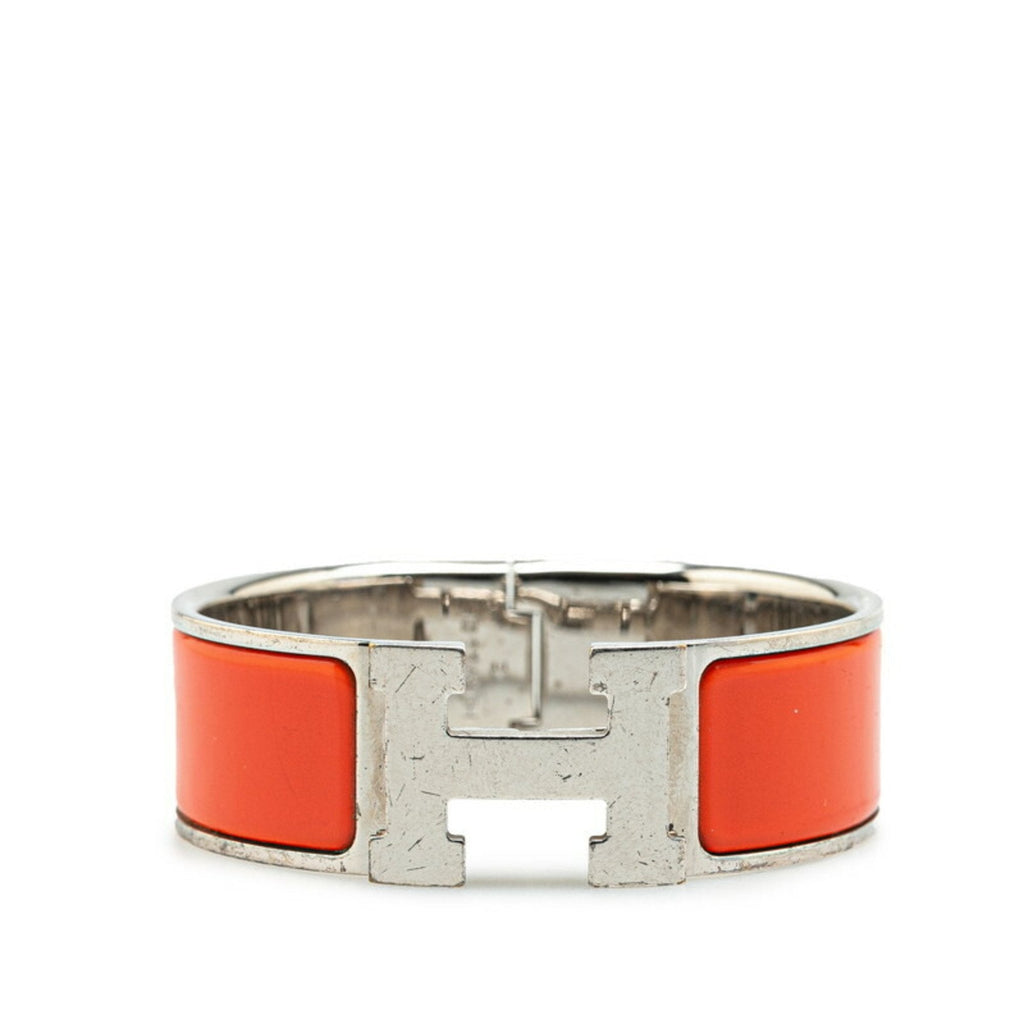Click Clack Bangle Metal Orange Silver Bracelet