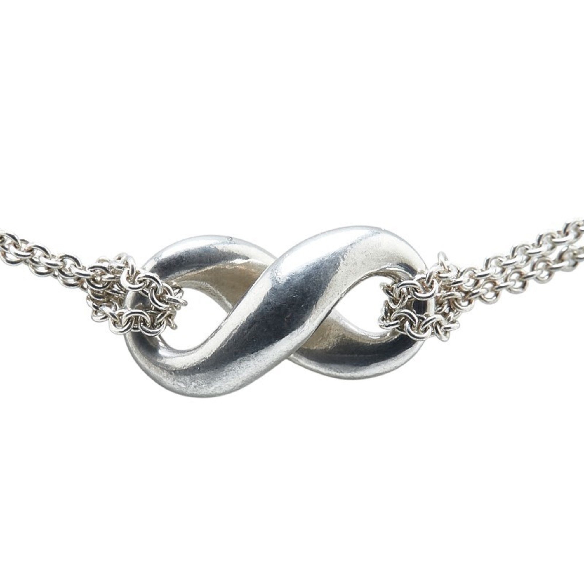 Figure Eight Pendant Necklace Sterling Silver Double Chain