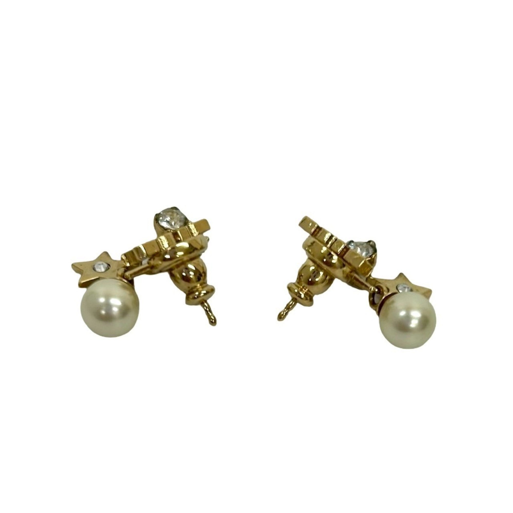 Earrings Pearl Gold-Tone Metal