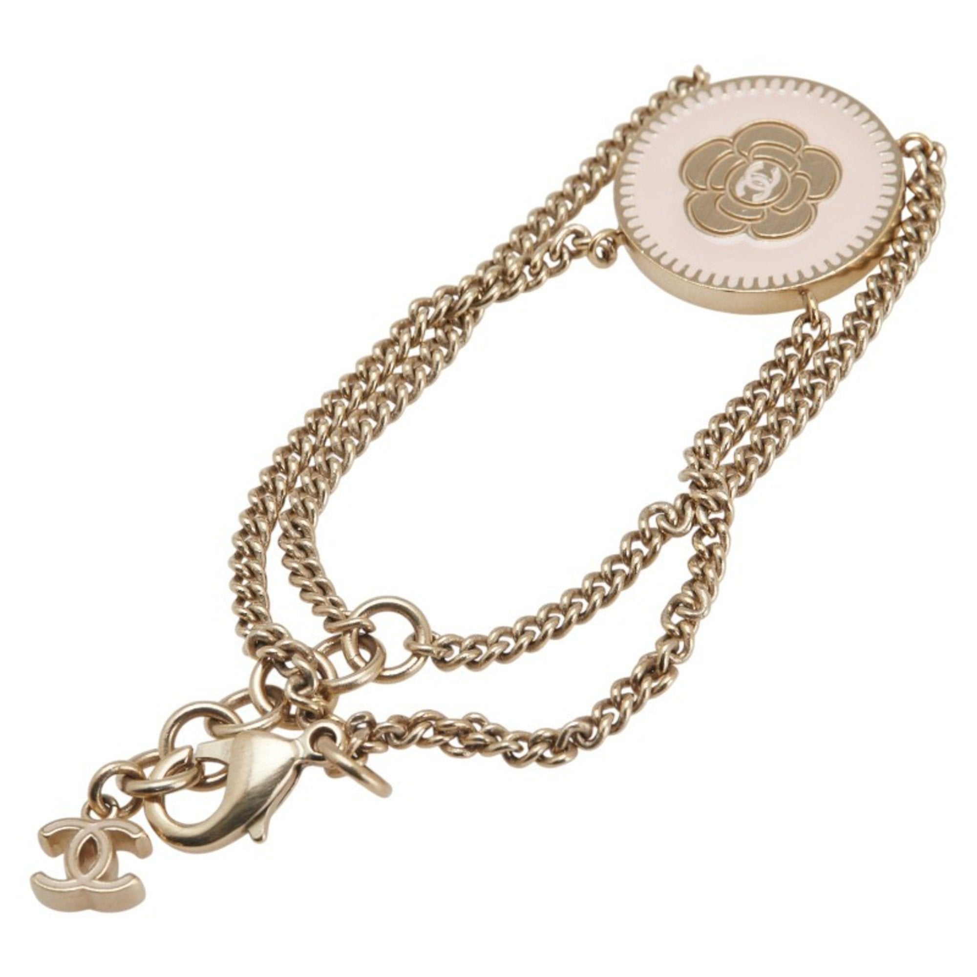 CC Logo Round Chain Bracelet Gold-Tone Metal