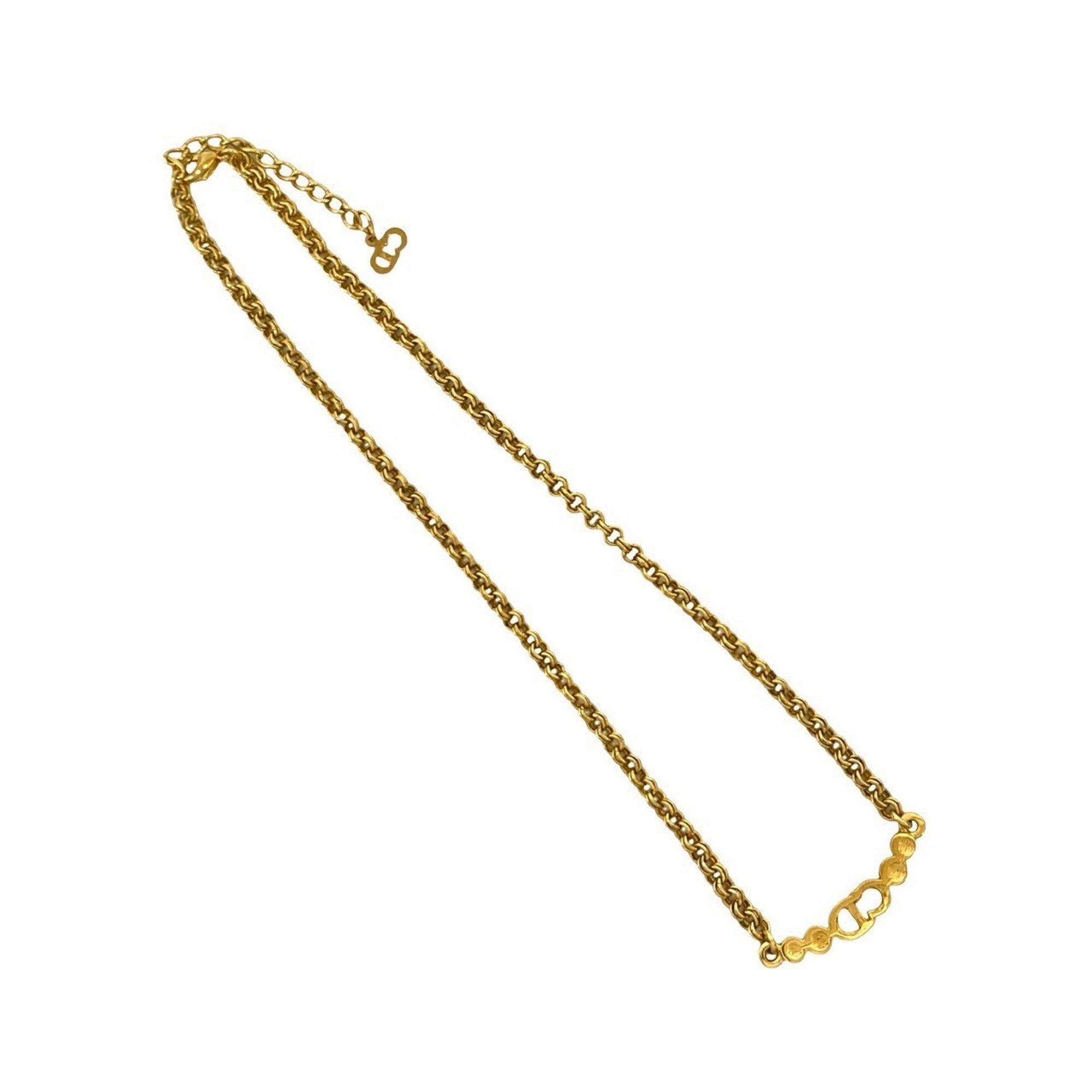 CD Pendant Necklace Gold and Rhinestone