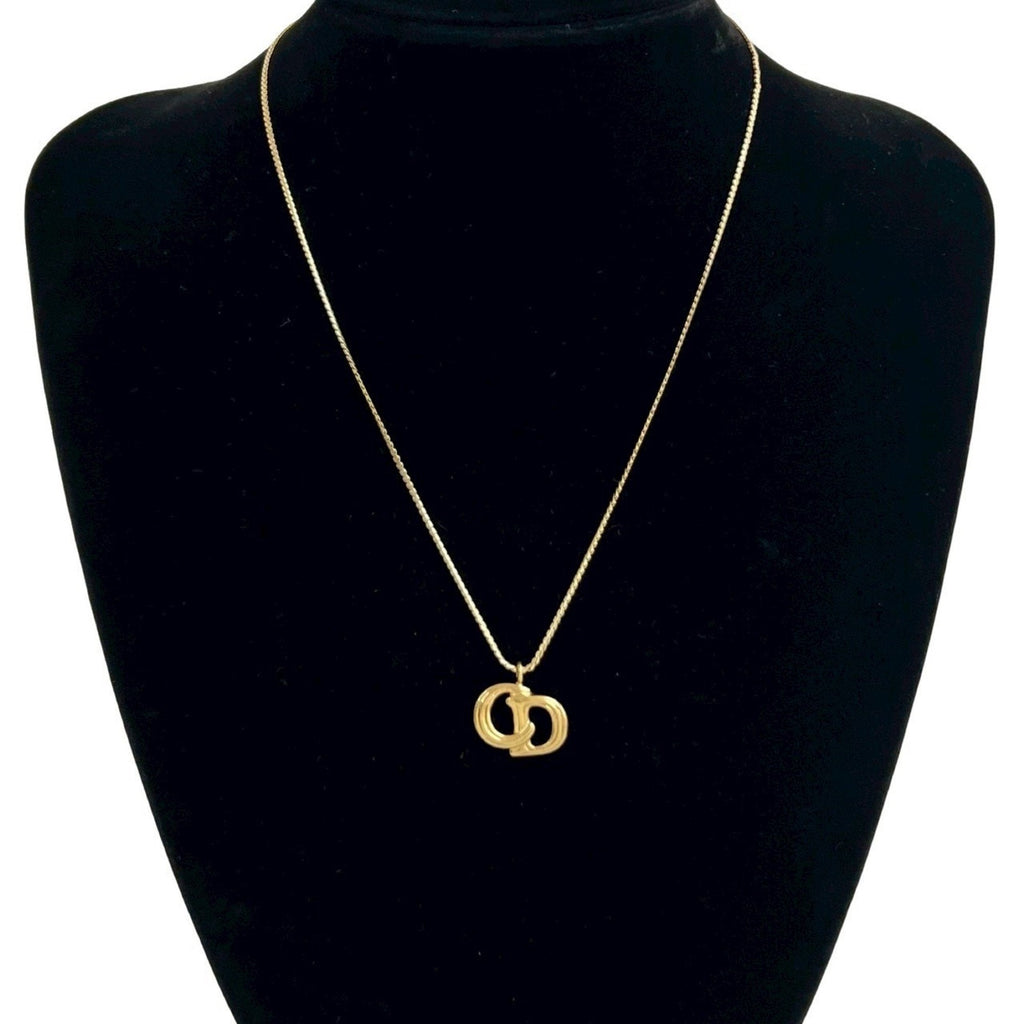 CD Motif Pendant Necklace Gold