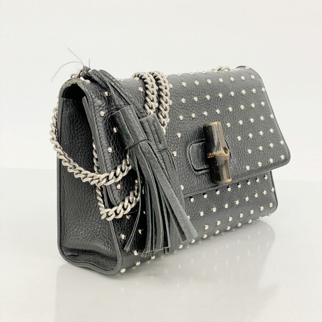 Miss Bamboo Shoulder Bag Studded Leather Medium