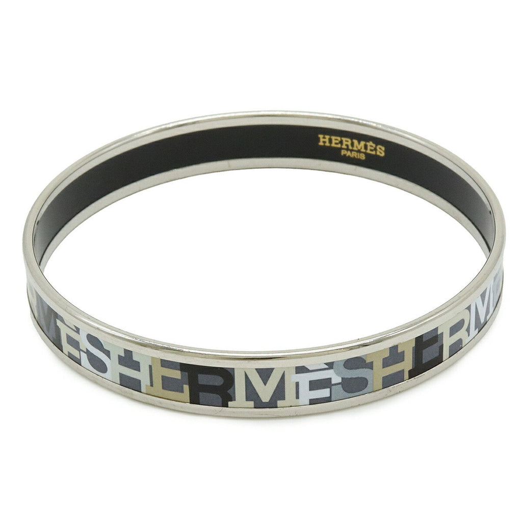 Bangle Bracelet Enamel and Metal Gray Multi-Color