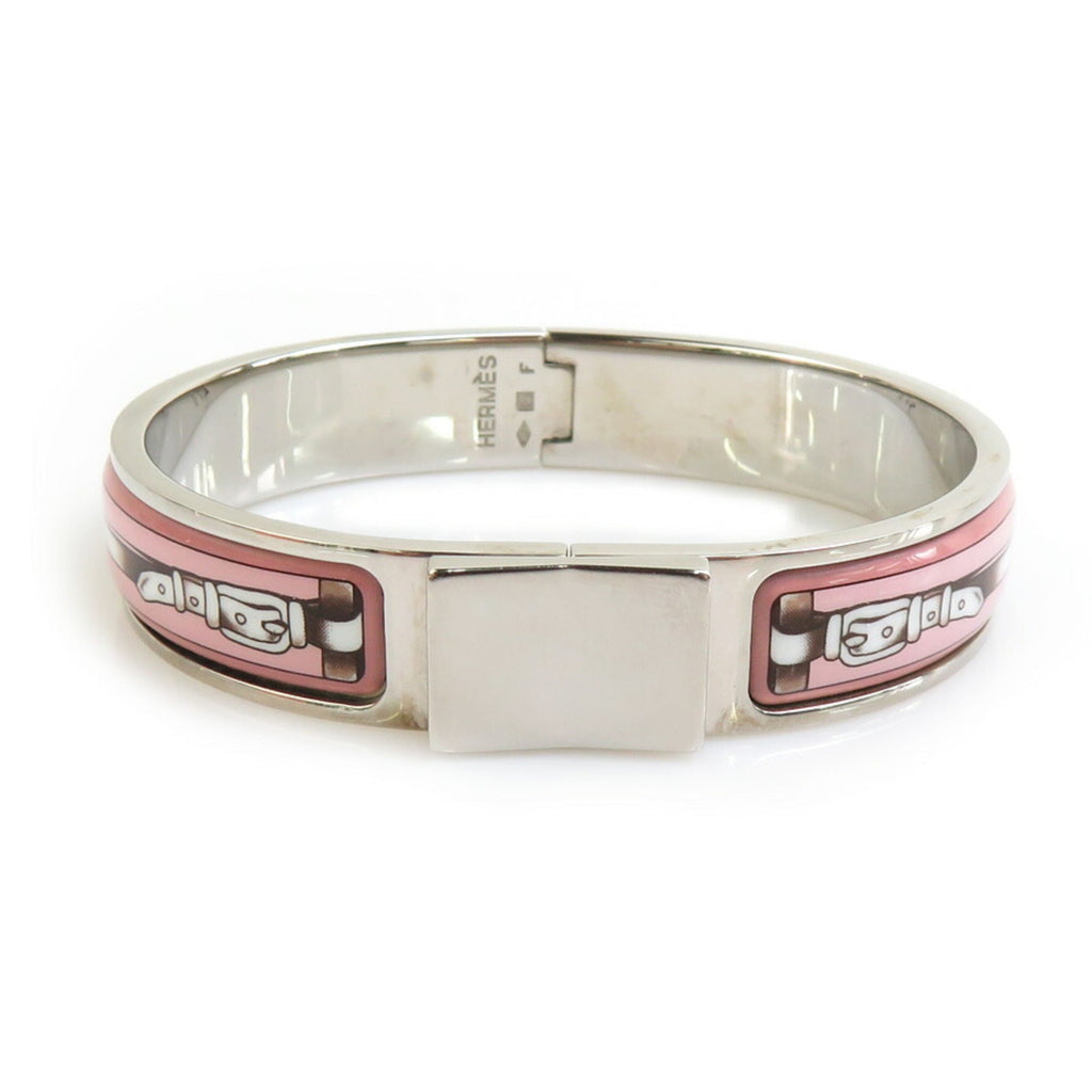 Bracelet Enamel and Metal Pink Silver White