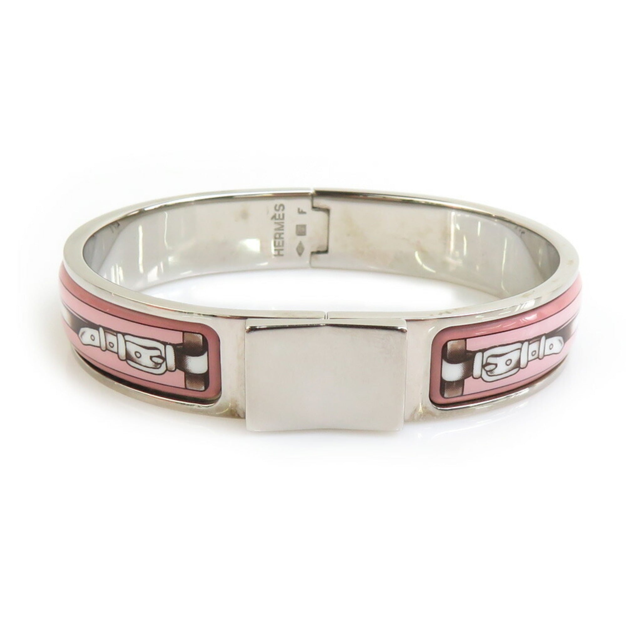 Bracelet Enamel and Metal Pink Silver White