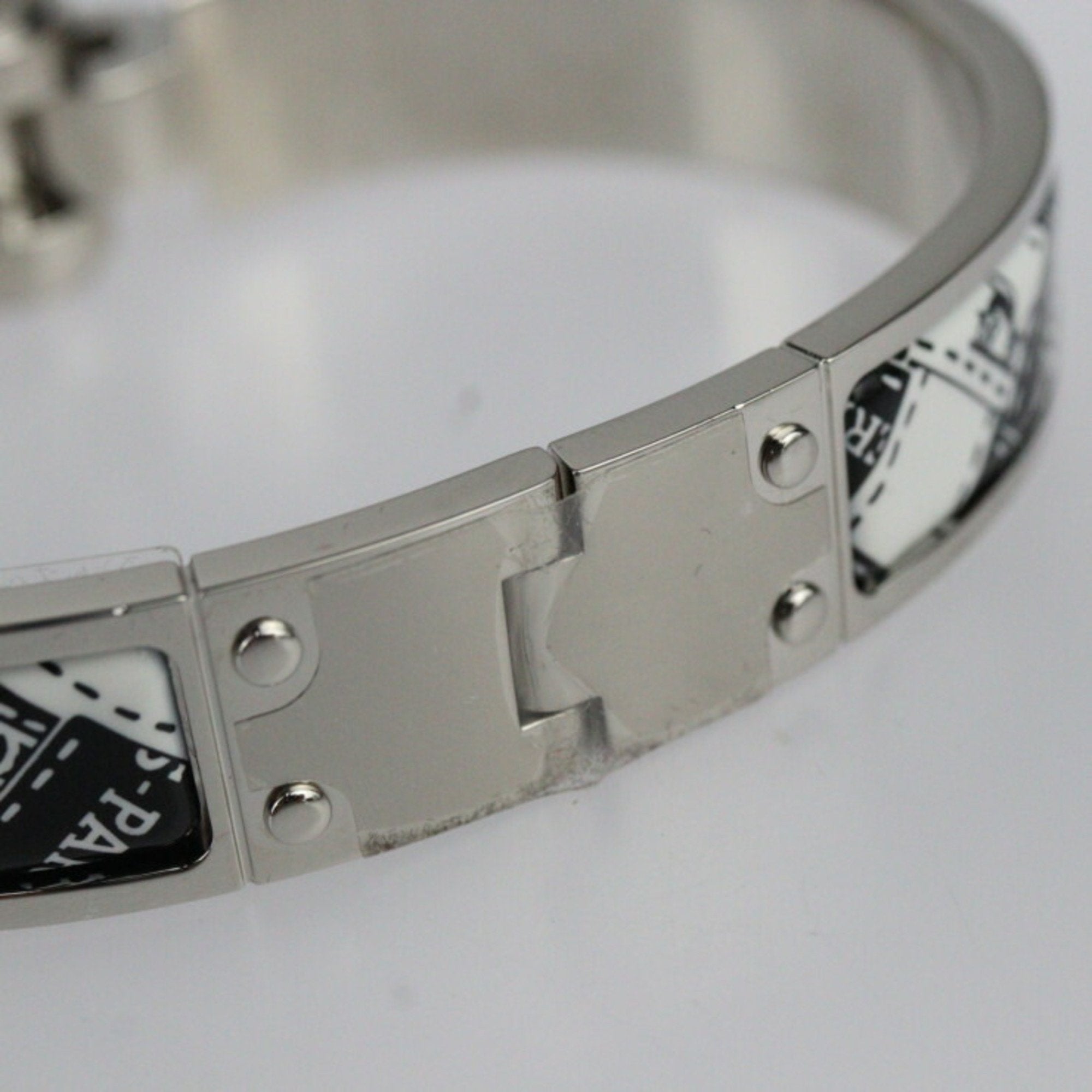 Charnier Bracelet Metal Cloisonne Silver Black White Mini