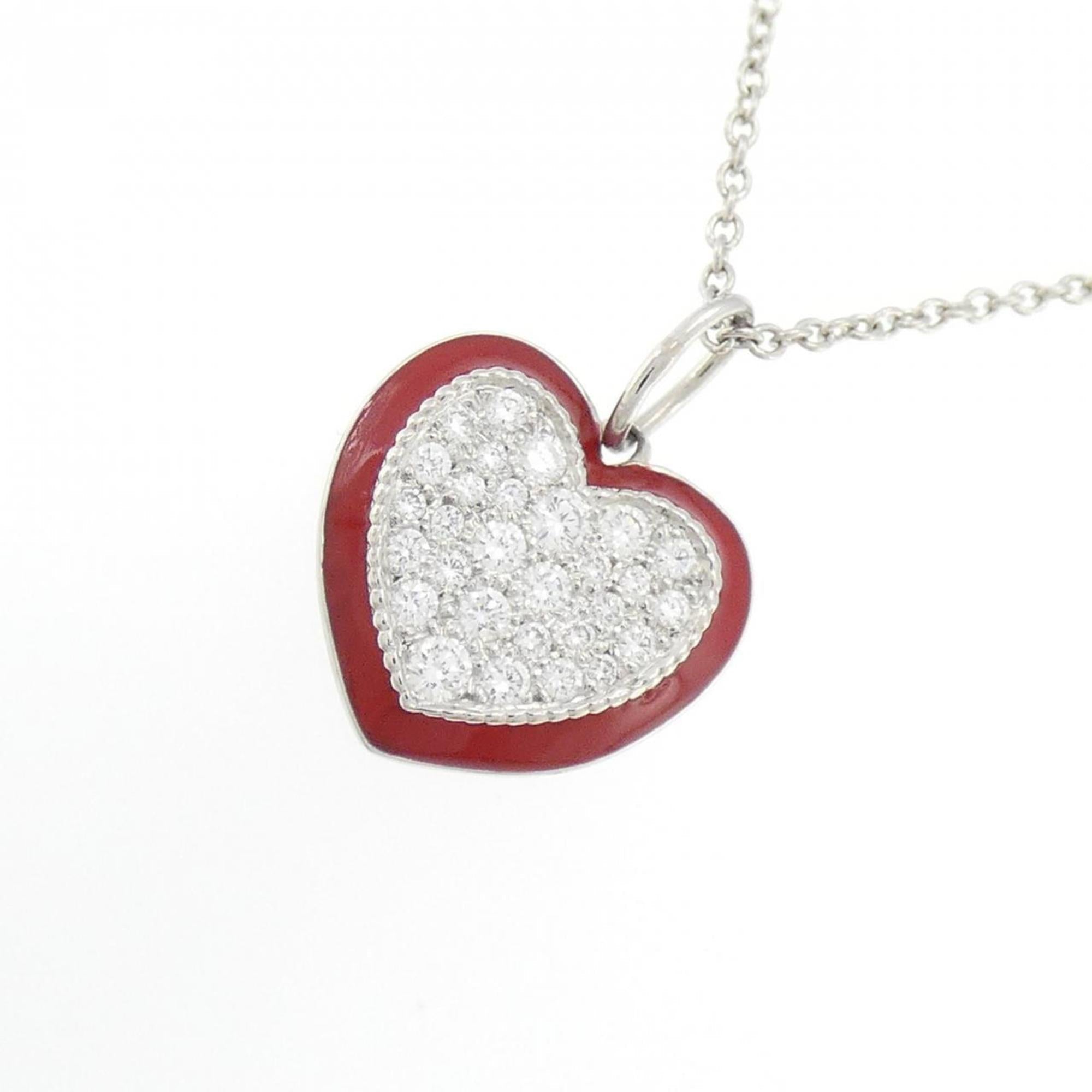 Heart Pendant Necklace Platinum with Diamond