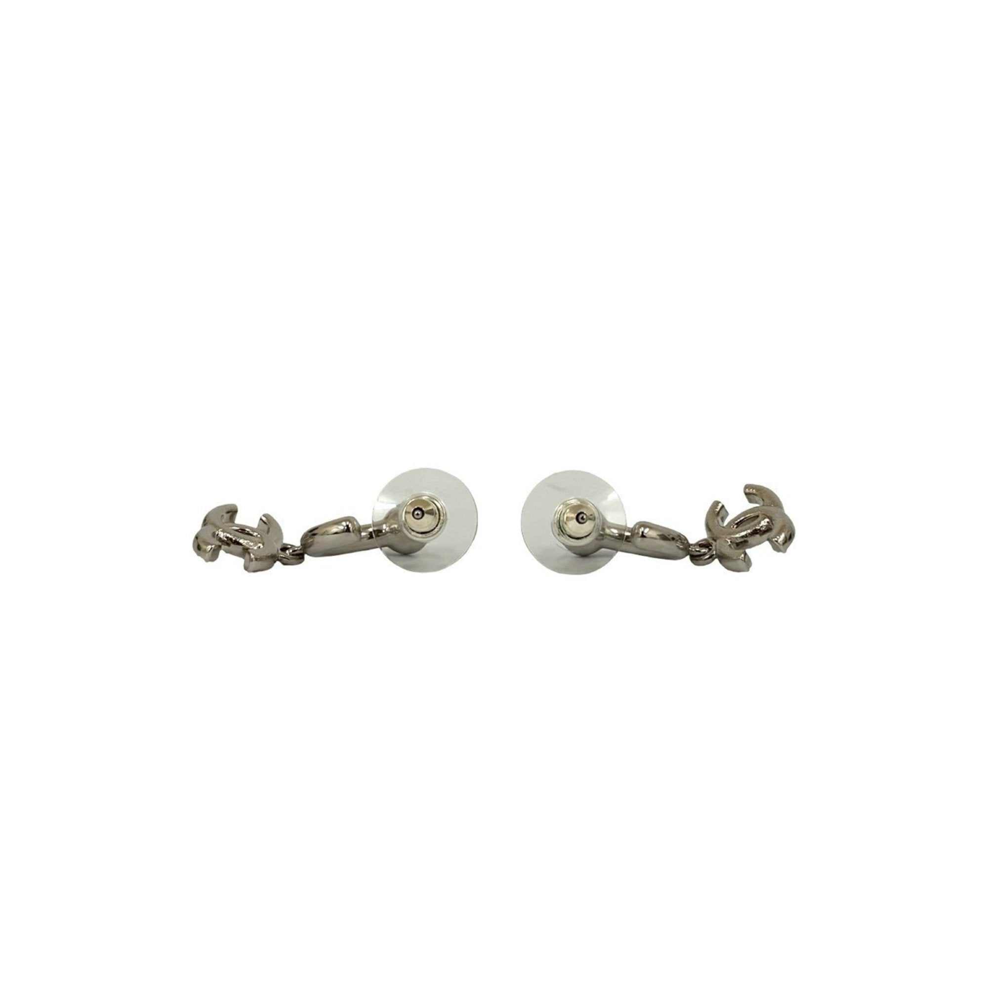 CC Logo Heart Earrings Silver-Tone Metal Silver-Tone Metal