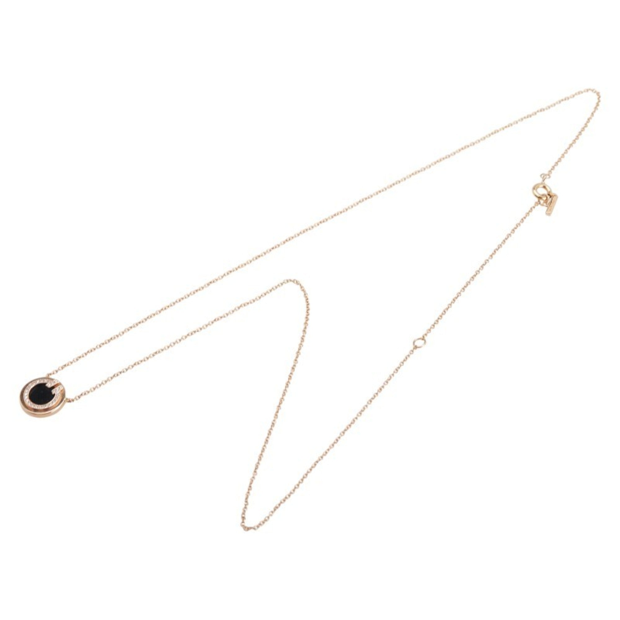 T Pendant Necklace 18K Rose Gold with Diamond and Onyx
