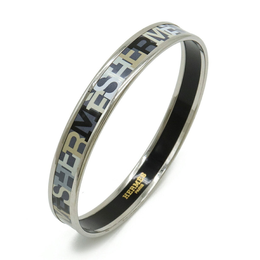 Bangle Bracelet Enamel and Metal Gray Multi-Color