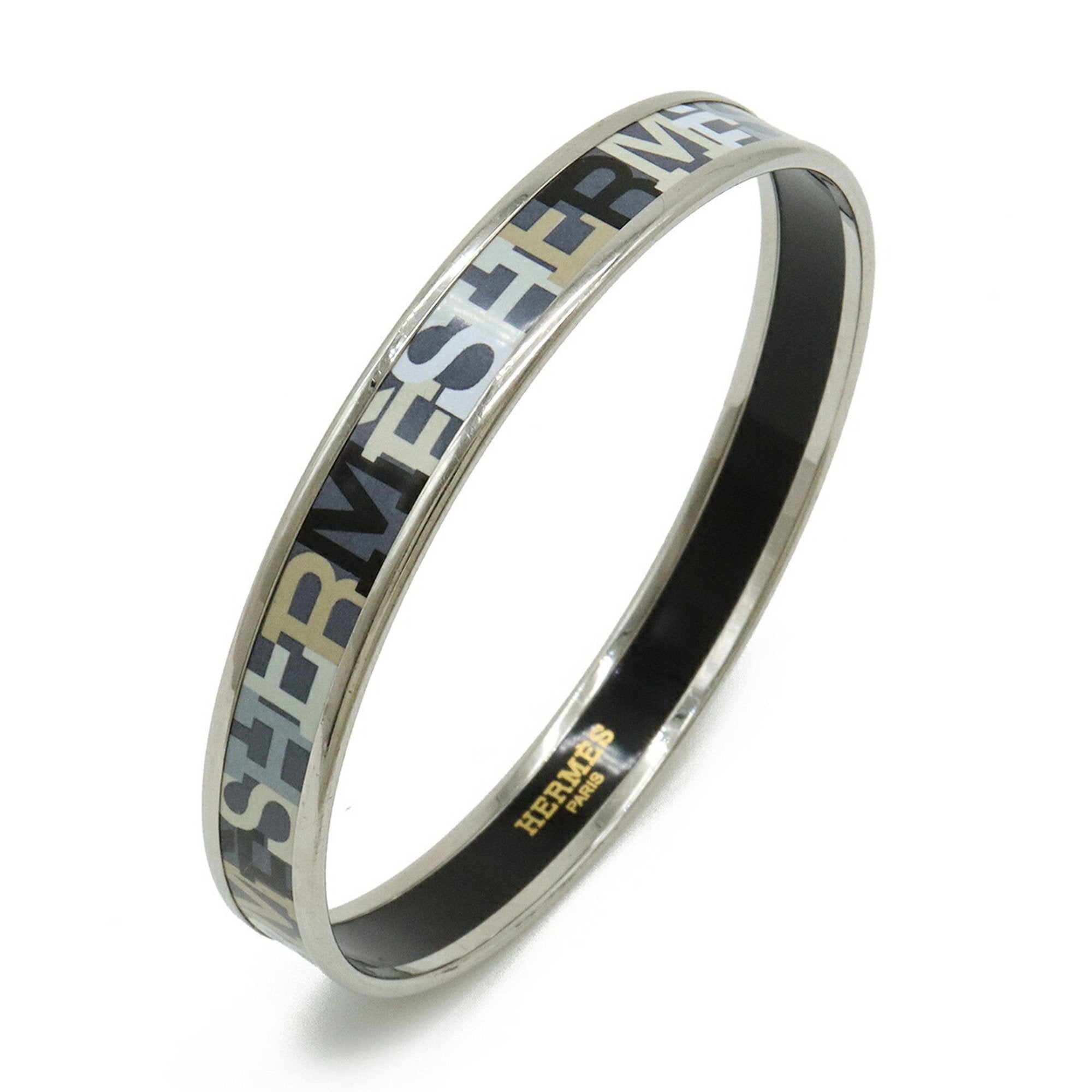 Bangle Bracelet Enamel and Metal Gray Multi-Color