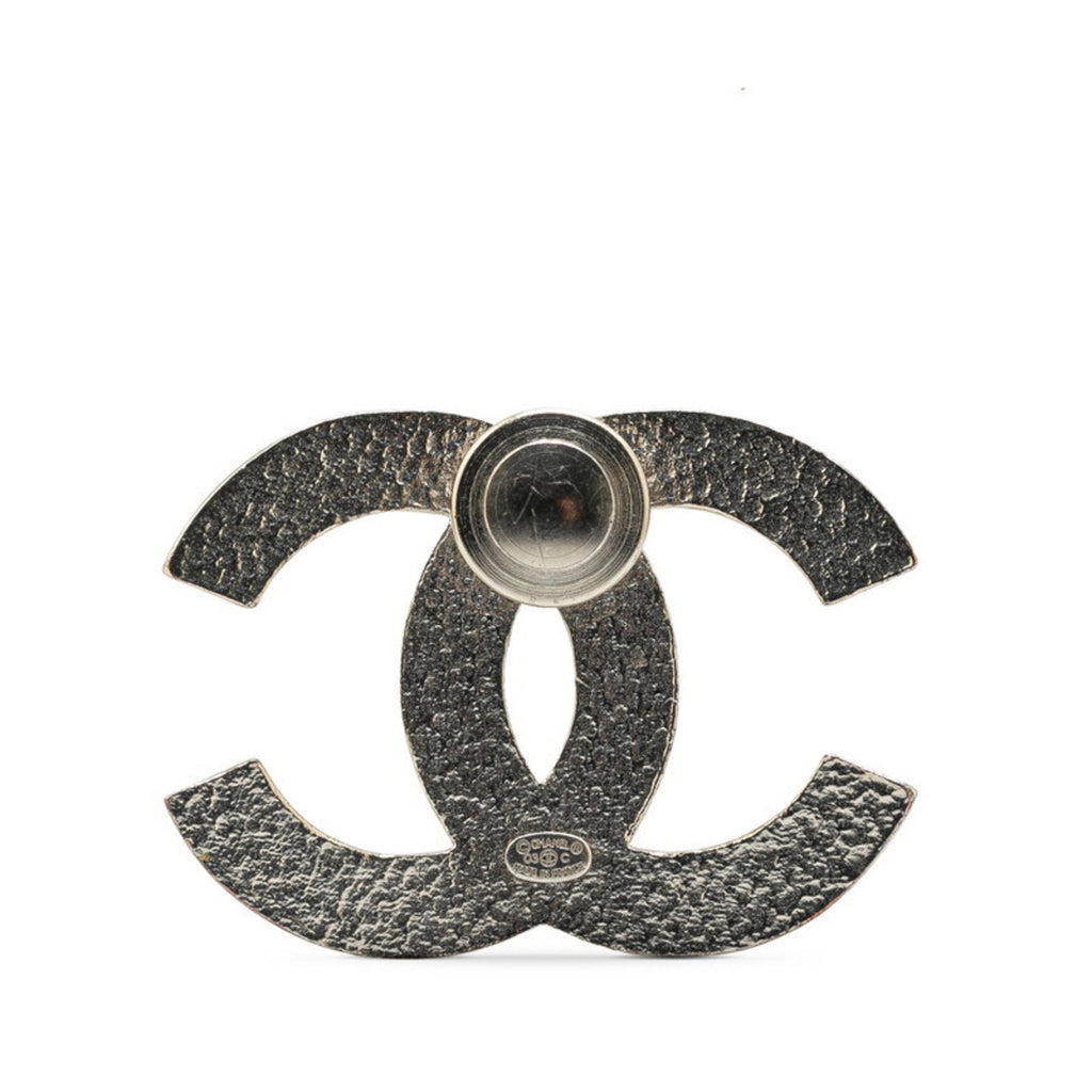 CC Logo Brooch Silver-Tone Metal