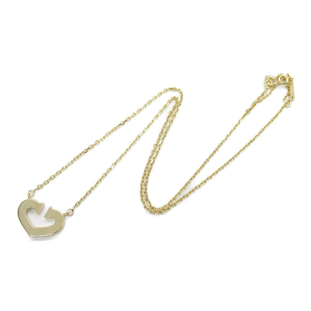 C Heart Pendant Necklace Sterling Silver and 18K Yellow Gold