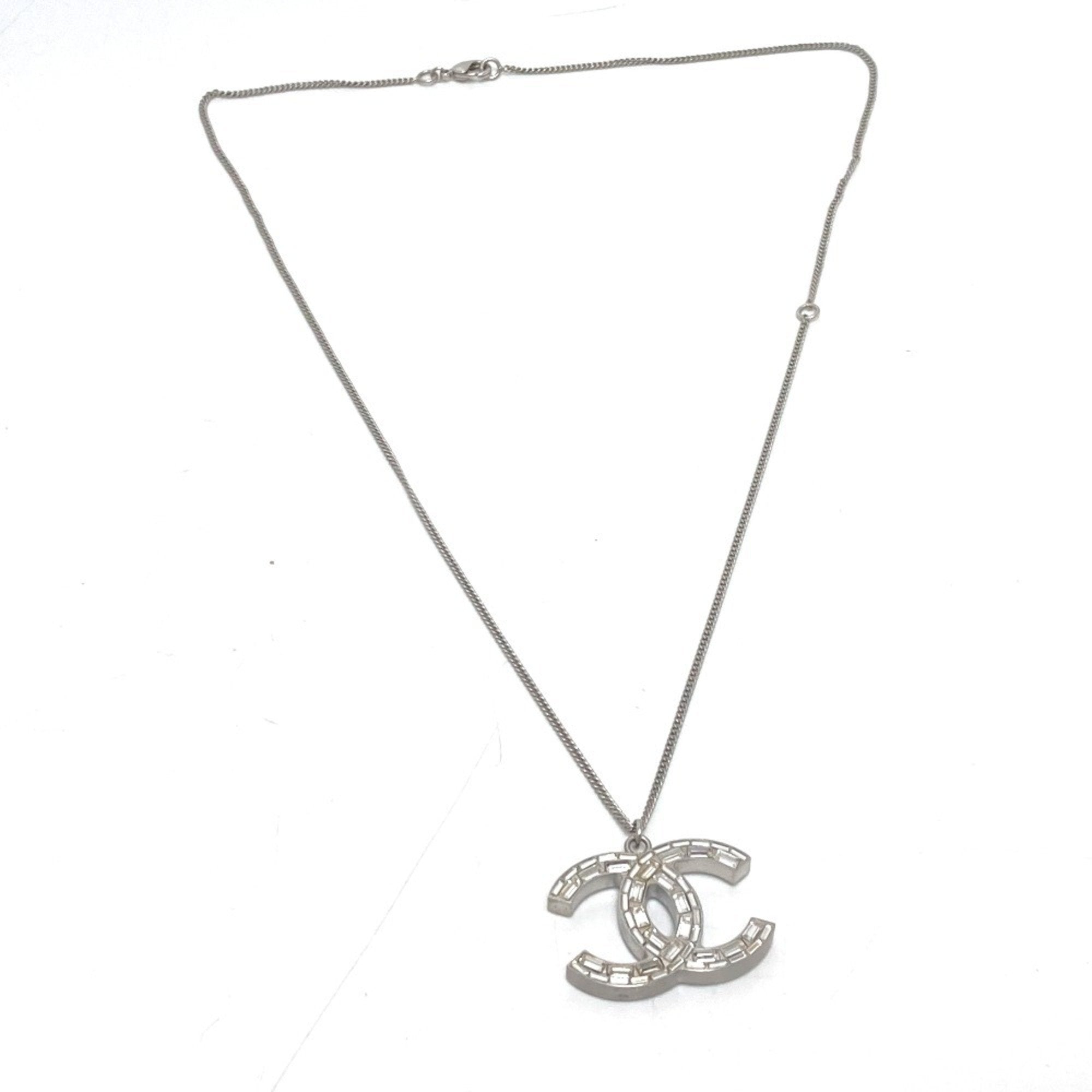 CC Logo Pendant Necklace Silver-Tone Metal