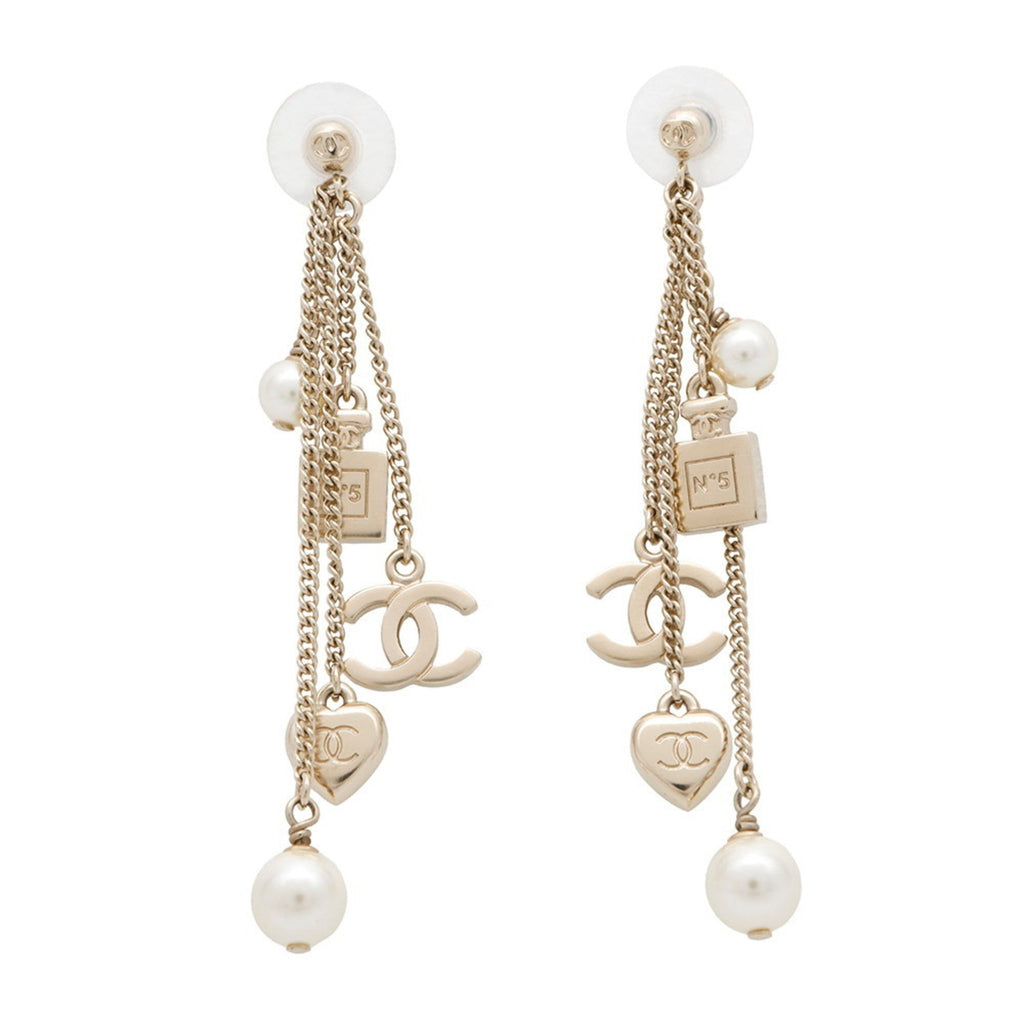 CC Logo Heart Earrings Gold-Tone Metal Gold-Tone Metal