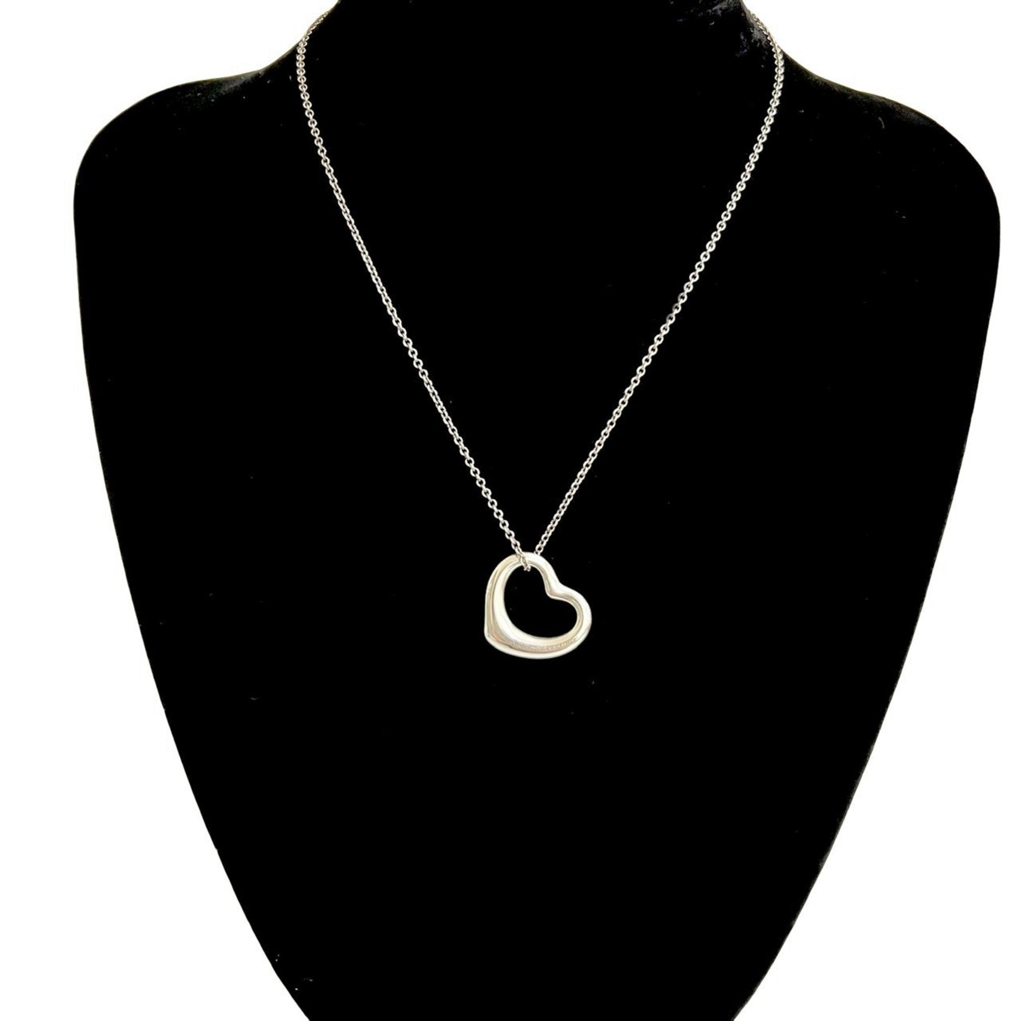 Open Heart Pendant Necklace Sterling Silver 20mm