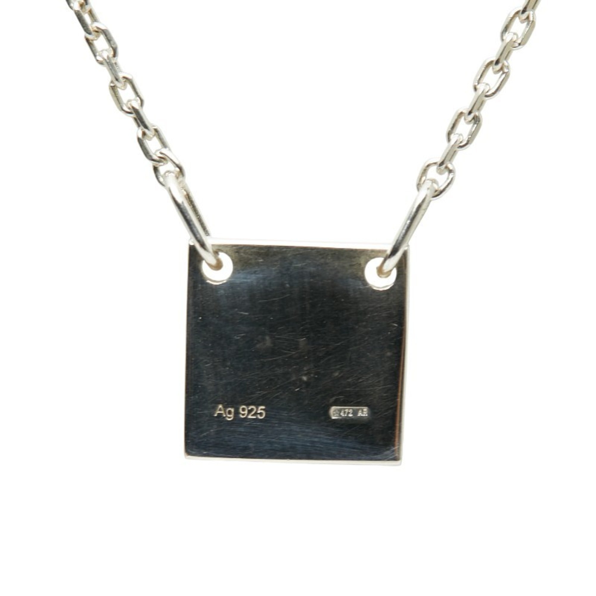 Mini Square Pendant Necklace Sterling Silver