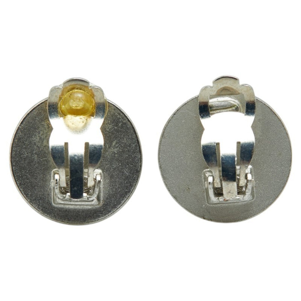 CC Logo Round Clip-On Earrings Silver-Tone Metal Silver-Tone Metal