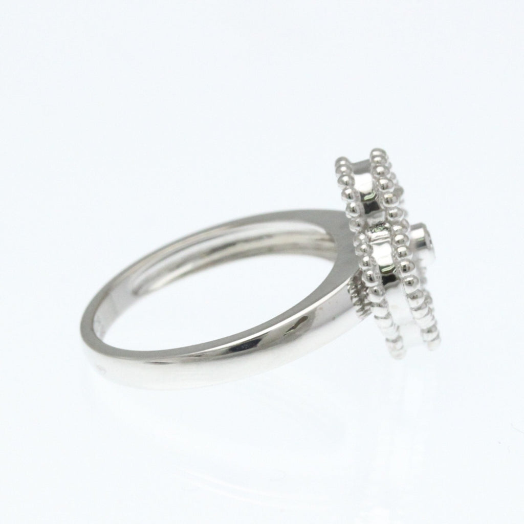 Vintage Alhambra Ring Sterling Silver and 18K White Gold and Mother of Pearl