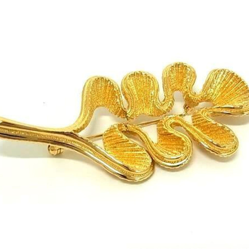 Brooch Gold Metal Leaf Motif