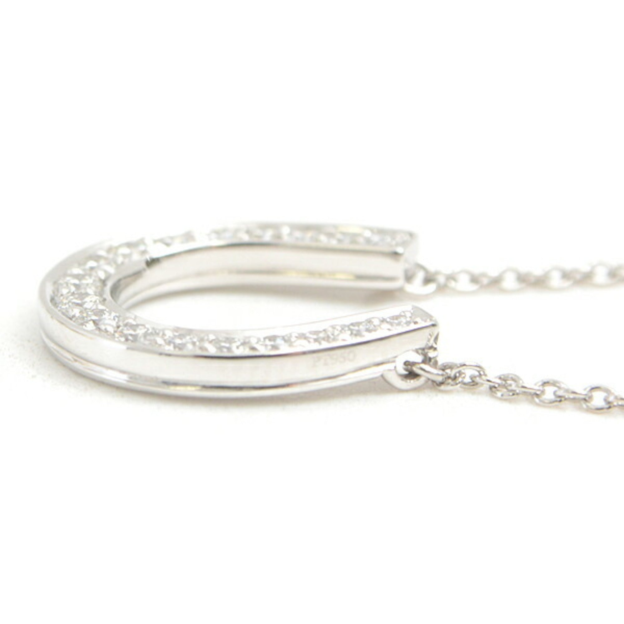 Horseshoe Pendant Necklace Platinum with Diamond