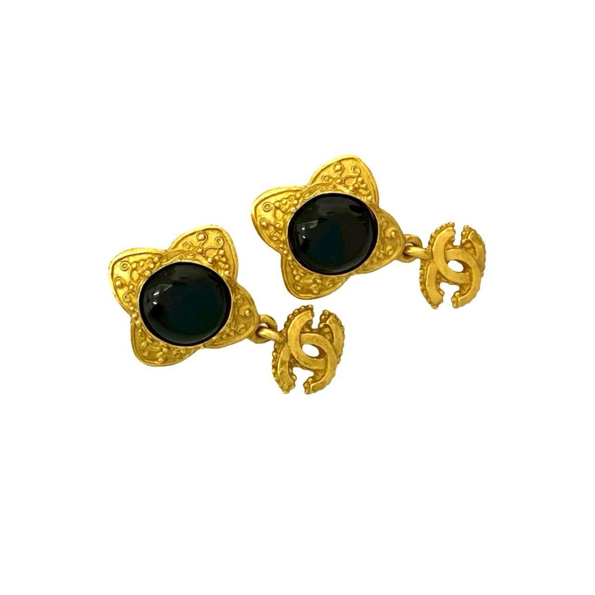 CC Logo Clip-On Earrings Metal Gold-Tone Metal