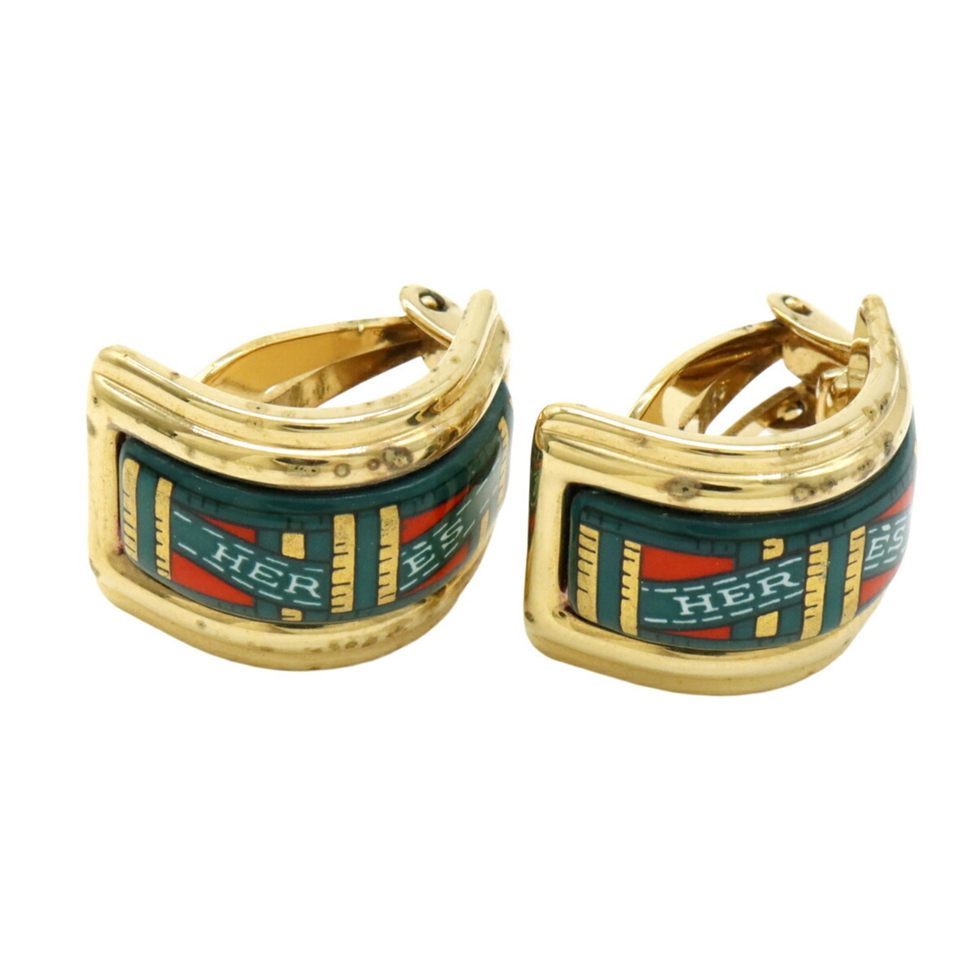 Clip-On Earrings Cloisonné and Enamel and Gold