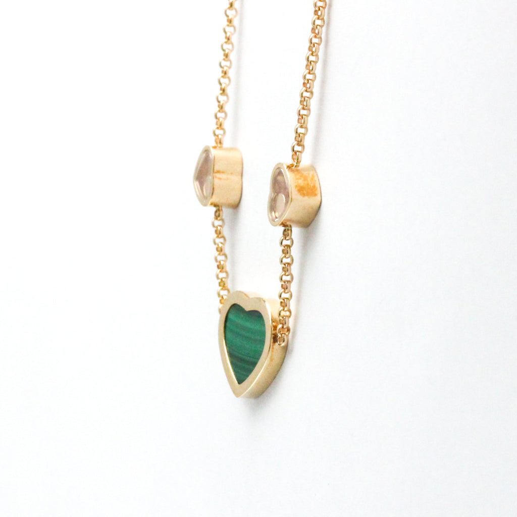 Pendant Necklace 18K Rose Gold with Diamond and Malachite