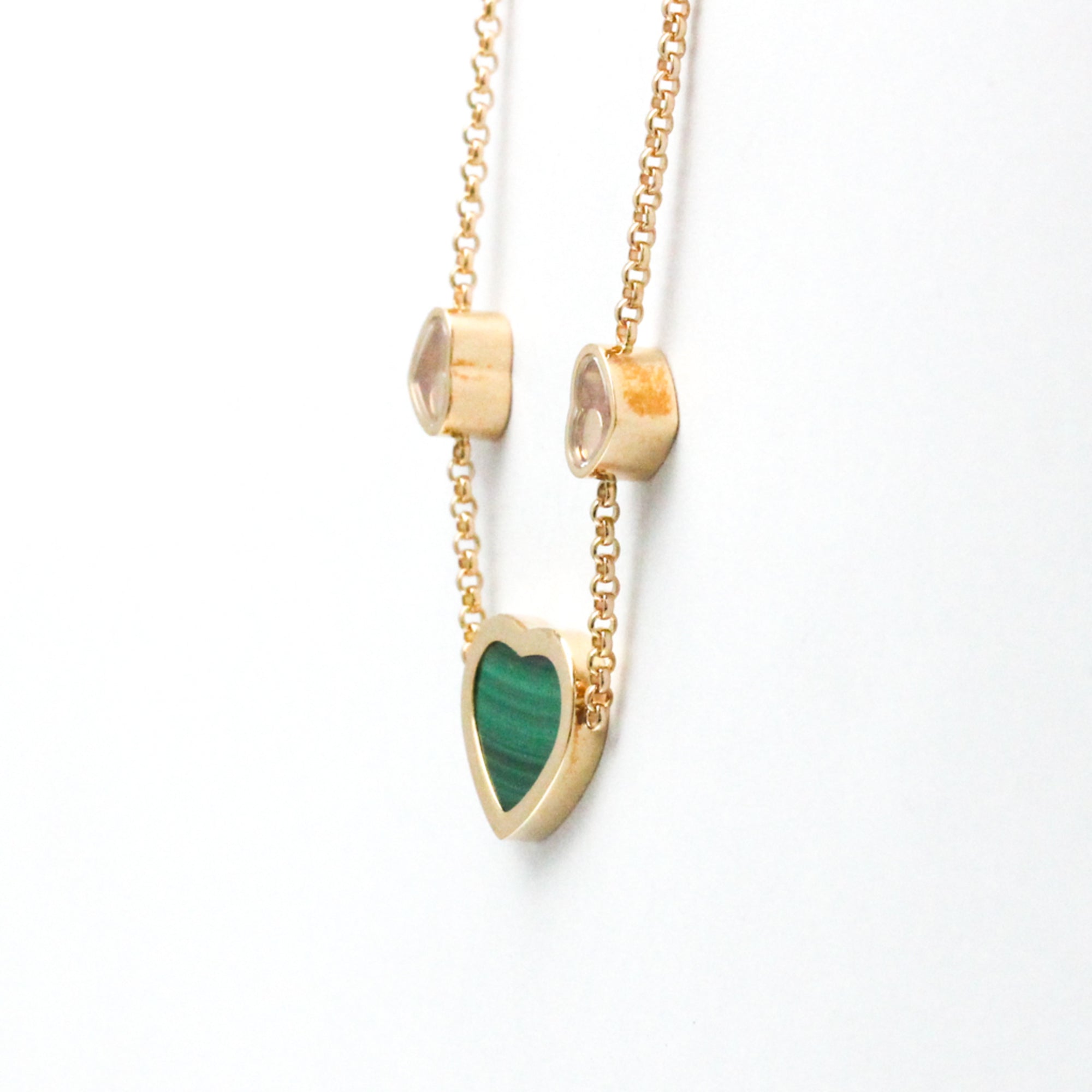 Pendant Necklace 18K Rose Gold with Diamond and Malachite
